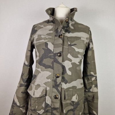 Marks and Spencer Limited Edition Womens Green Military Jacket UK 6 Cotton Twill