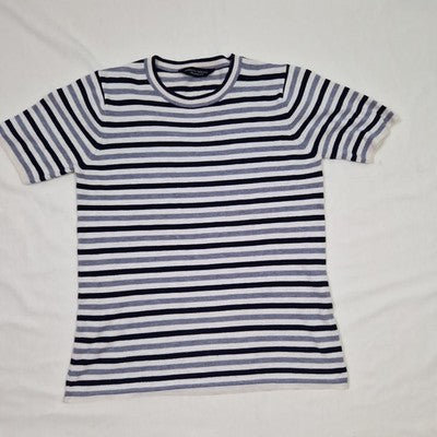 Dorothy Perkins Womens T Shirt striped black white grey cotton UK10