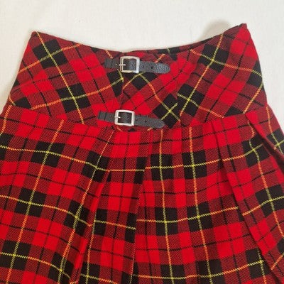 Unbranded Womens Red Tartan Pleated Kilt Skirt UK 30 Twill Acrylic