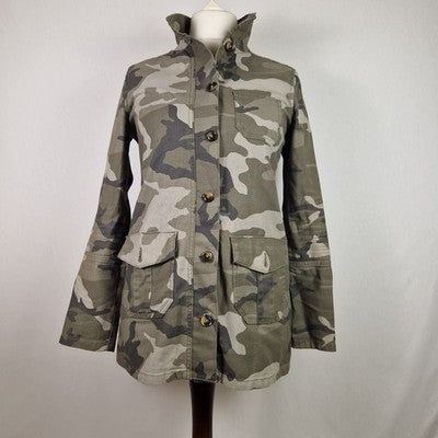 Marks and Spencer Limited Edition Womens Green Military Jacket UK 6 Cotton Twill