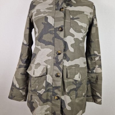 Marks and Spencer Limited Edition Womens Green Military Jacket UK 6 Cotton Twill