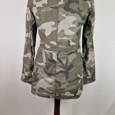 Marks and Spencer Limited Edition Womens Green Military Jacket UK 6 Cotton Twill