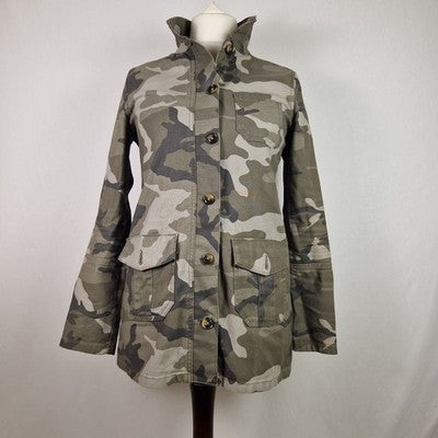 Marks and Spencer Limited Edition Womens Green Military Jacket UK 6 Cotton Twill