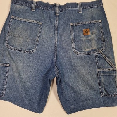 Carhartt Mens Blue Denim Jean Shorts W38 Cotton Preloved