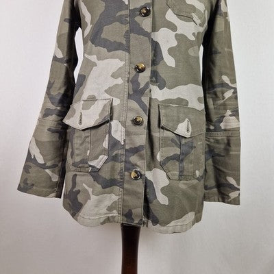 Marks and Spencer Limited Edition Womens Green Military Jacket UK 6 Cotton Twill