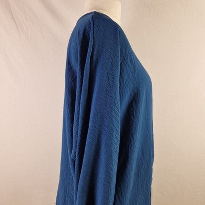 Blue Vanilla Womens Blouse V Neck Tie Front Long Sleeve Blue UK M/L