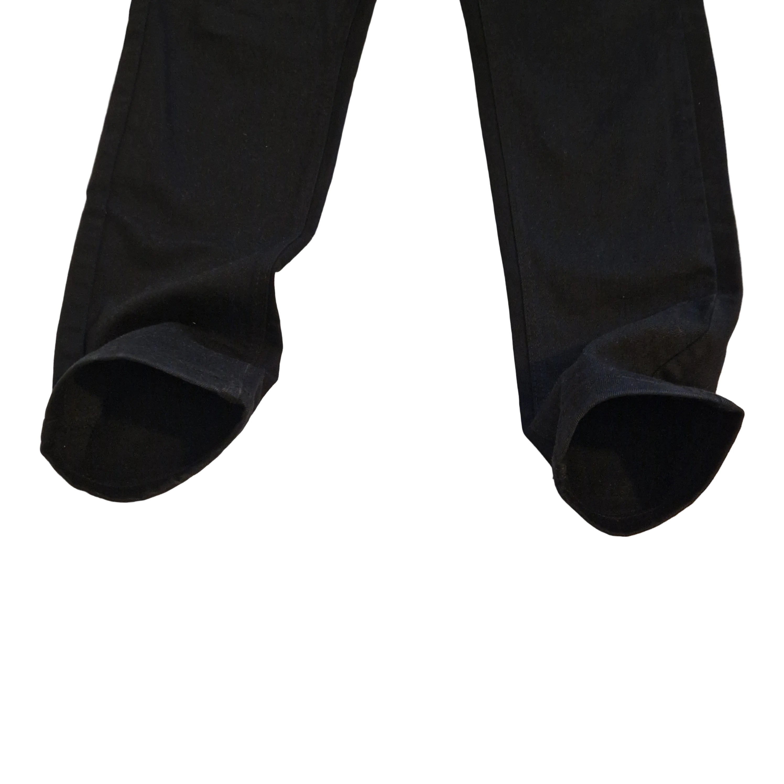 A pair of black NEXT skinny fit stretch denim jeans shown from the knees down.