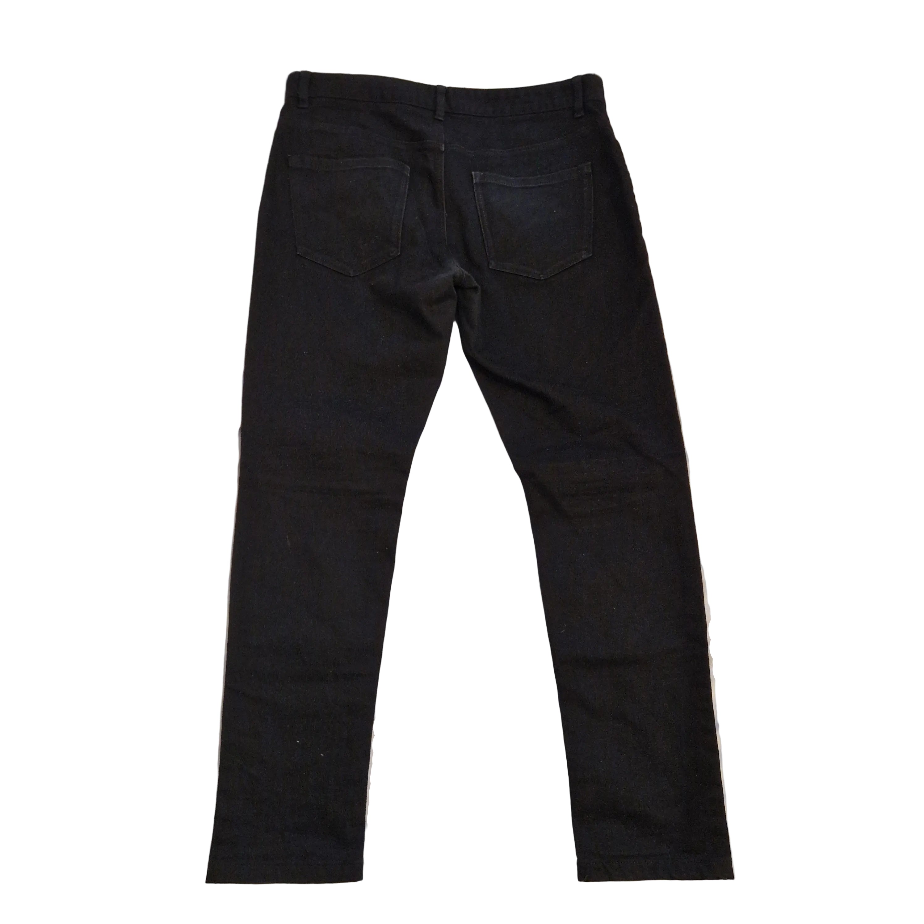 A pair of black NEXT skinny fit stretch denim jeans shown from the back.