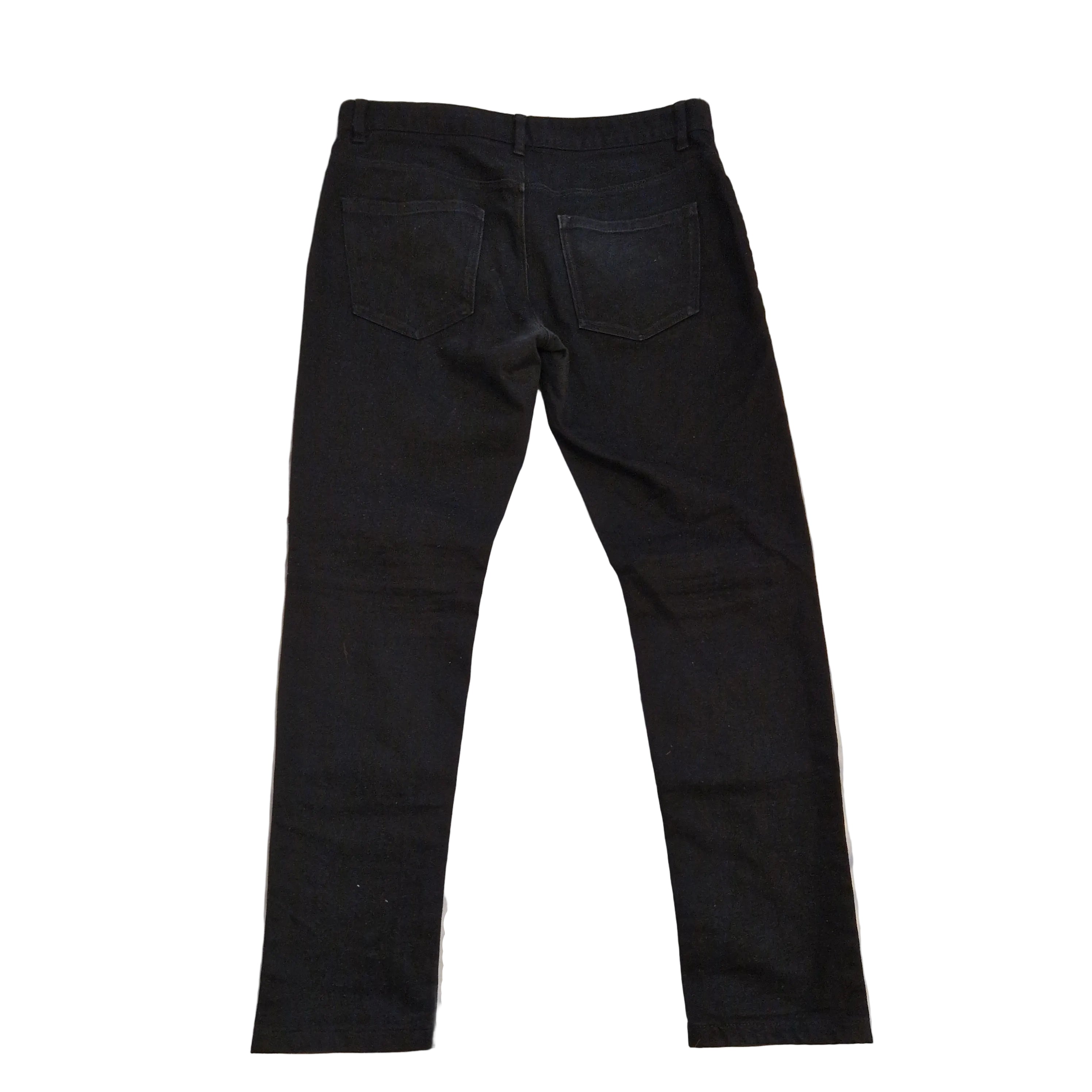 A pair of black NEXT skinny fit stretch denim jeans shown from the back.