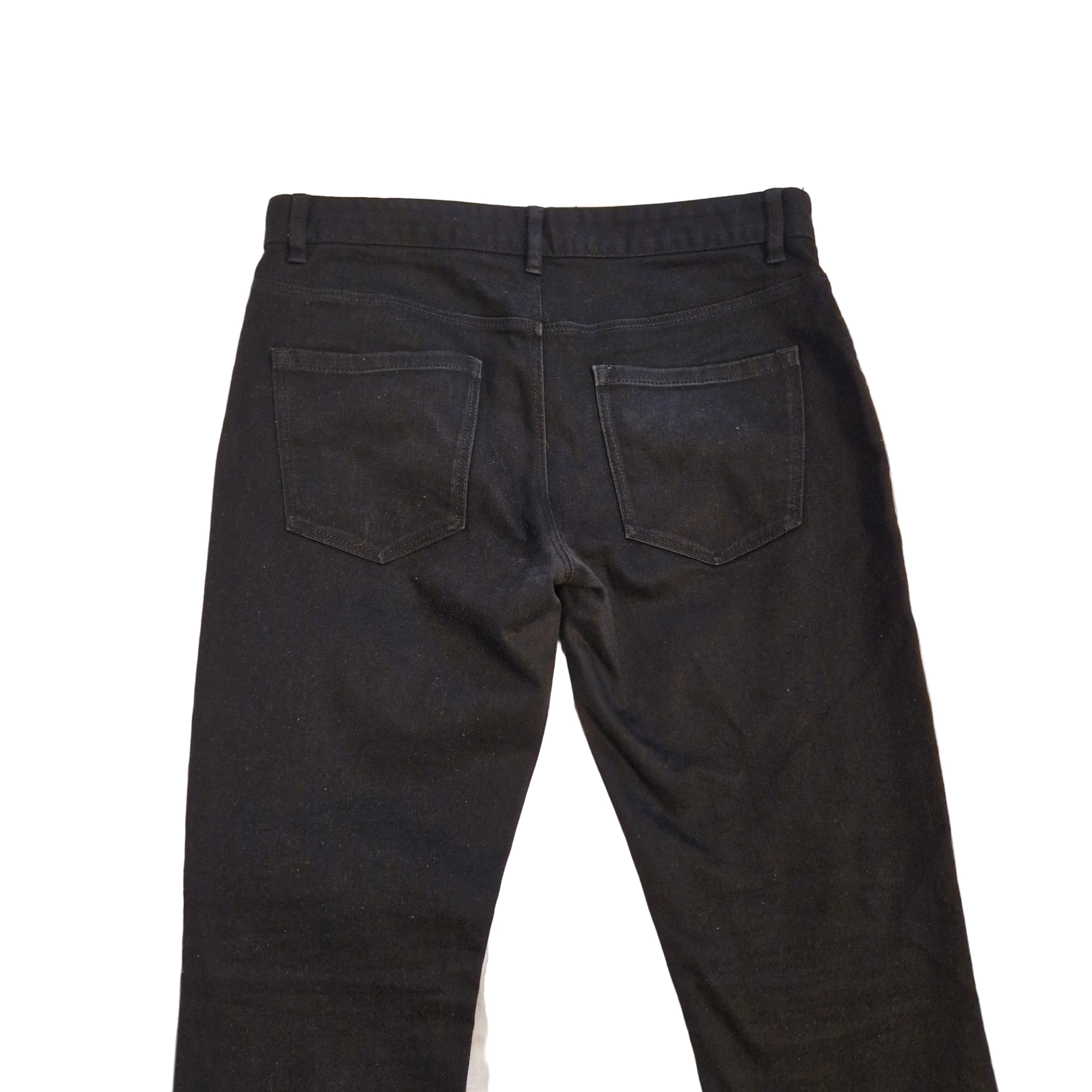 A pair of black NEXT skinny fit stretch denim jeans shown from the back.