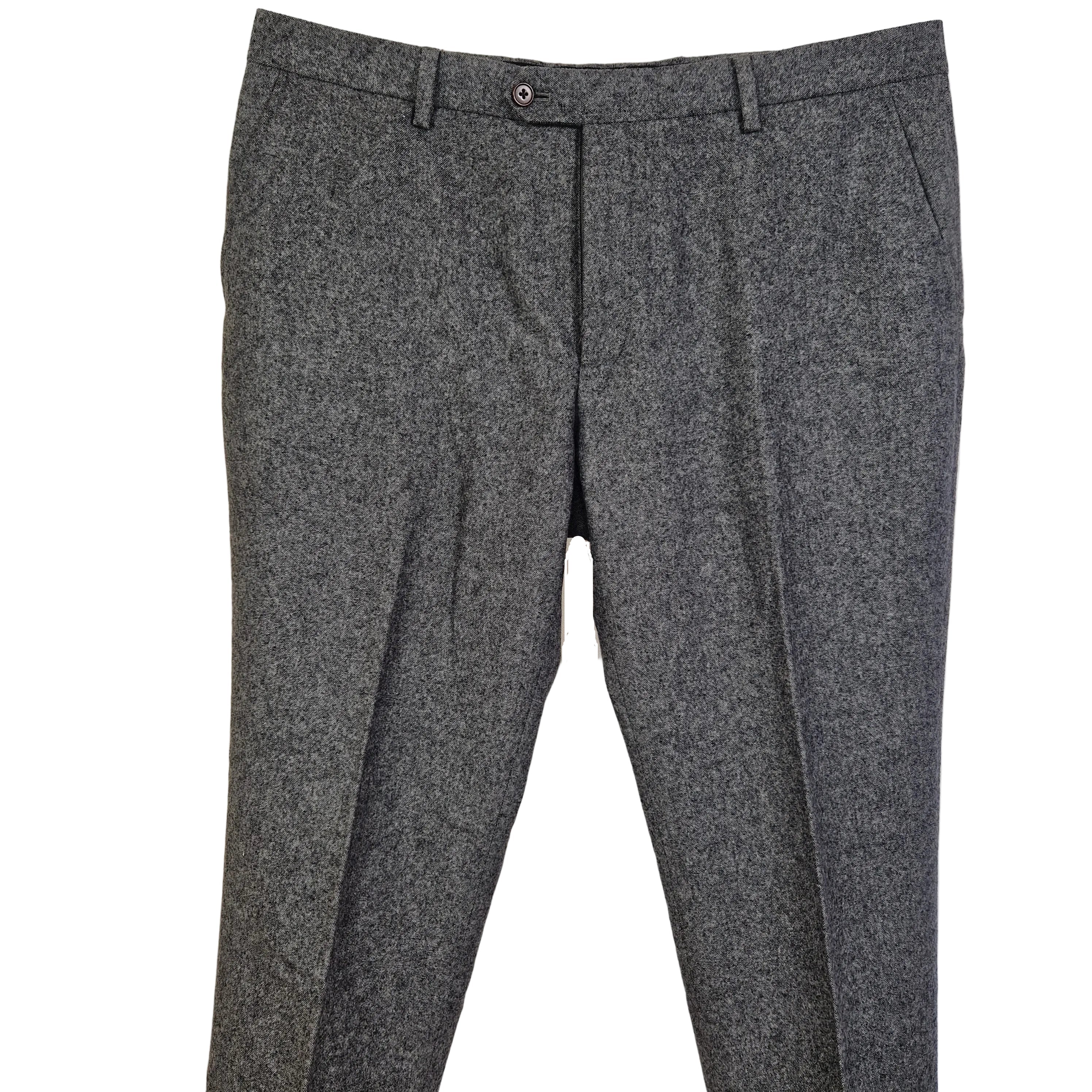 Next men's grey wool blend formal trousers in a classic fit with a flat front.