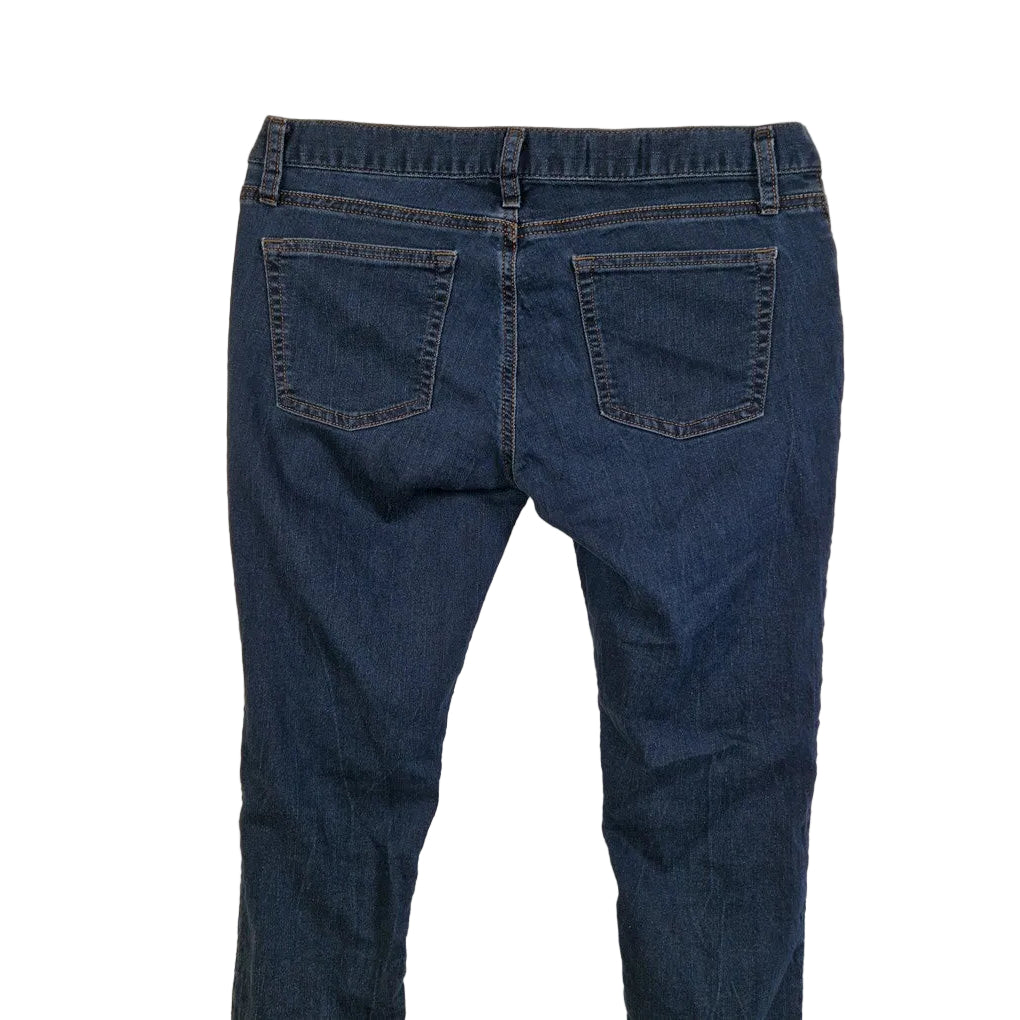 A pair of Gap women's mid-rise slim fit blue stretch denim jeggings with five-pocket styling.