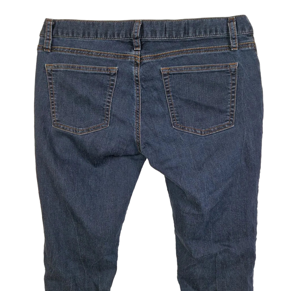 A pair of blue Gap slim fit mid-rise jeggings featuring a classic five-pocket design.