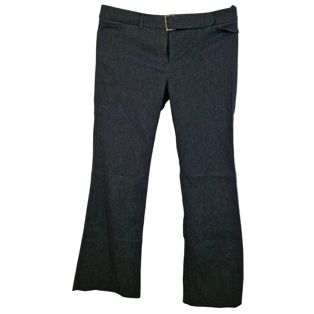 New Look dark grey straight leg work trousers with a mid-rise waist and buckle detail.
