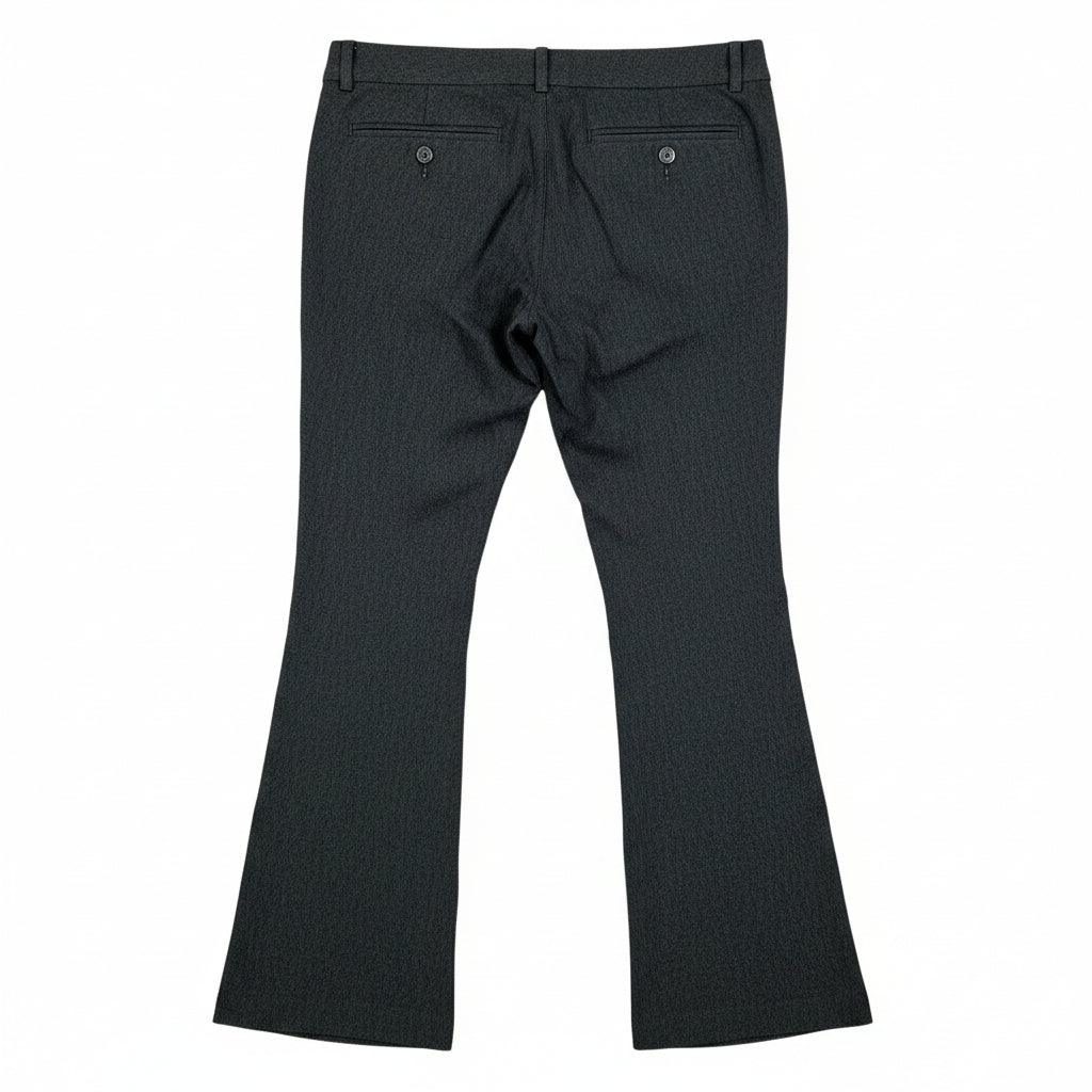New Look women's dark grey straight leg work trousers shown from the back.