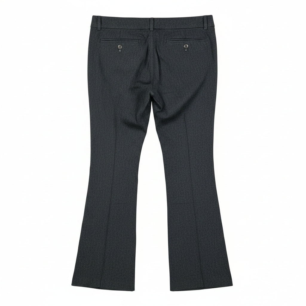 New Look women's dark grey straight leg work trousers shown from the back.