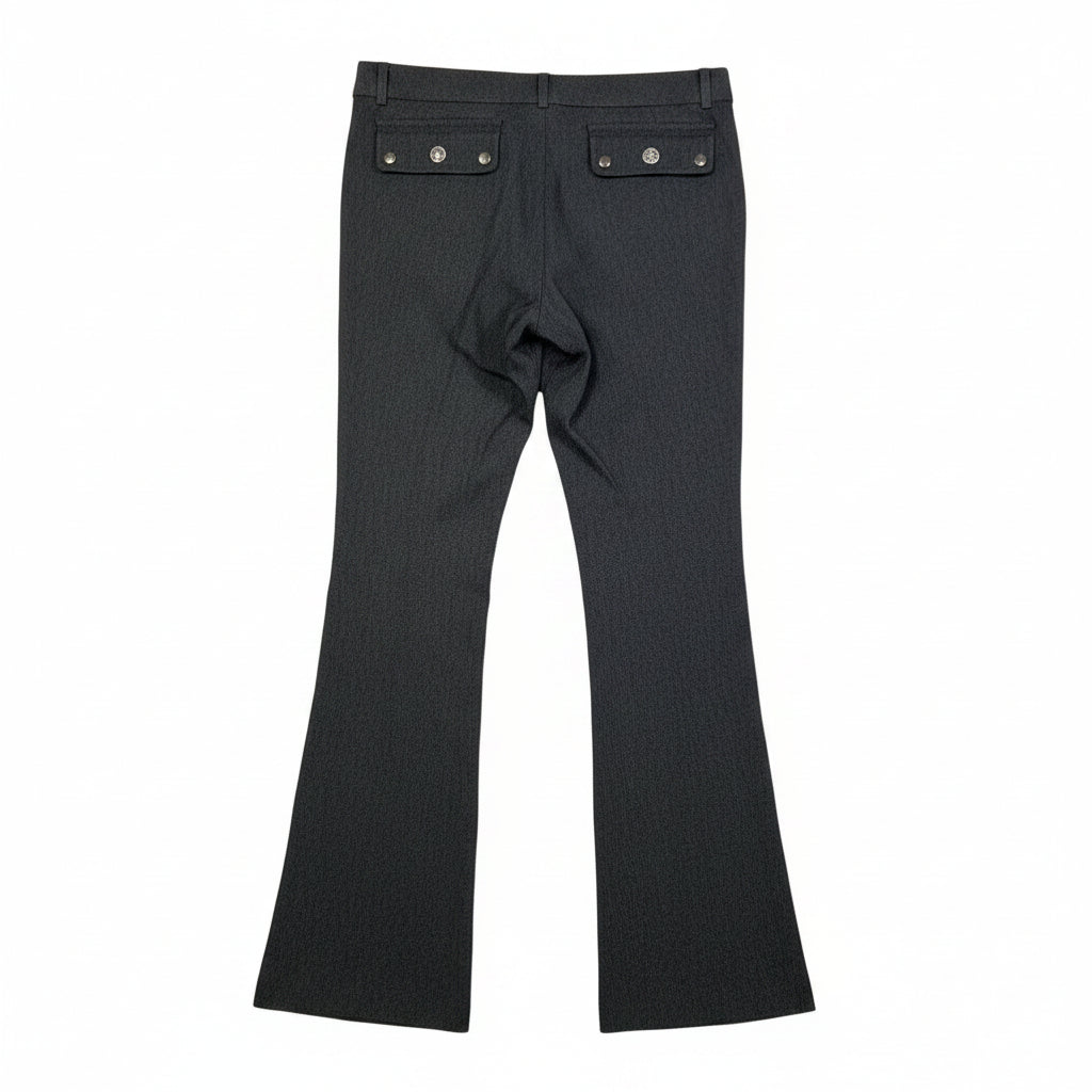 New Look dark grey straight leg work trousers with back buttoned pockets.