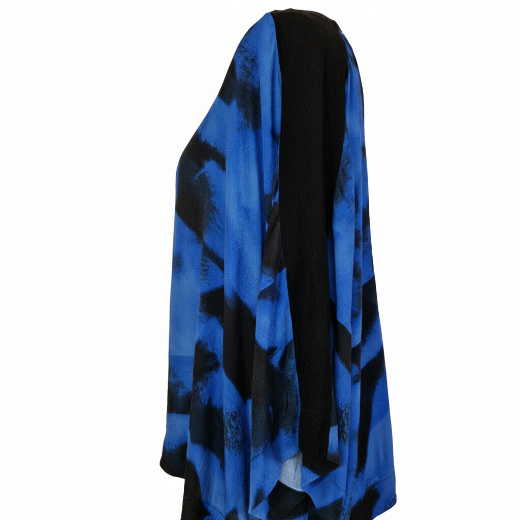 A Kin by John Lewis women's tunic featuring a blue and black abstract print in a relaxed fit.