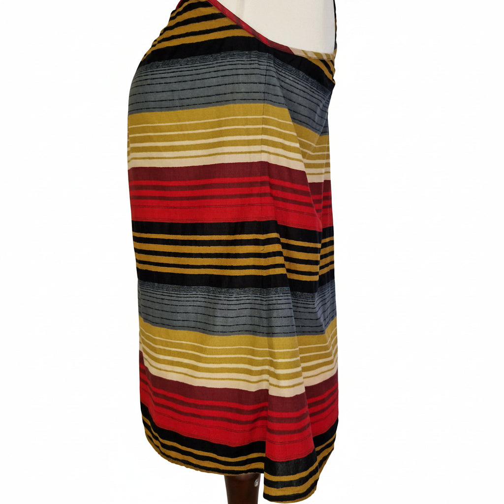 A sleeveless French Connection cami top featuring a multicoloured horizontal striped pattern.