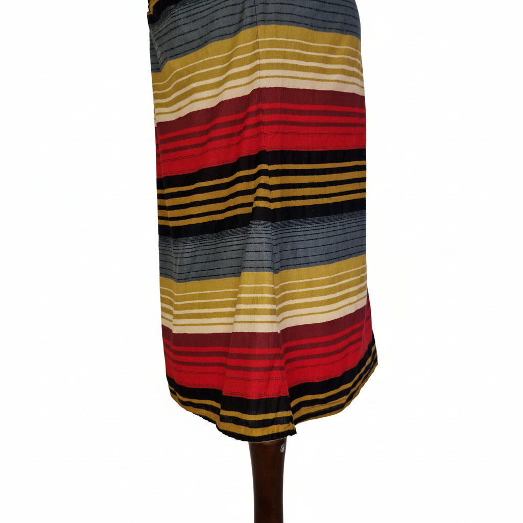 A sleeveless French Connection cami top featuring a multicoloured horizontal striped pattern.