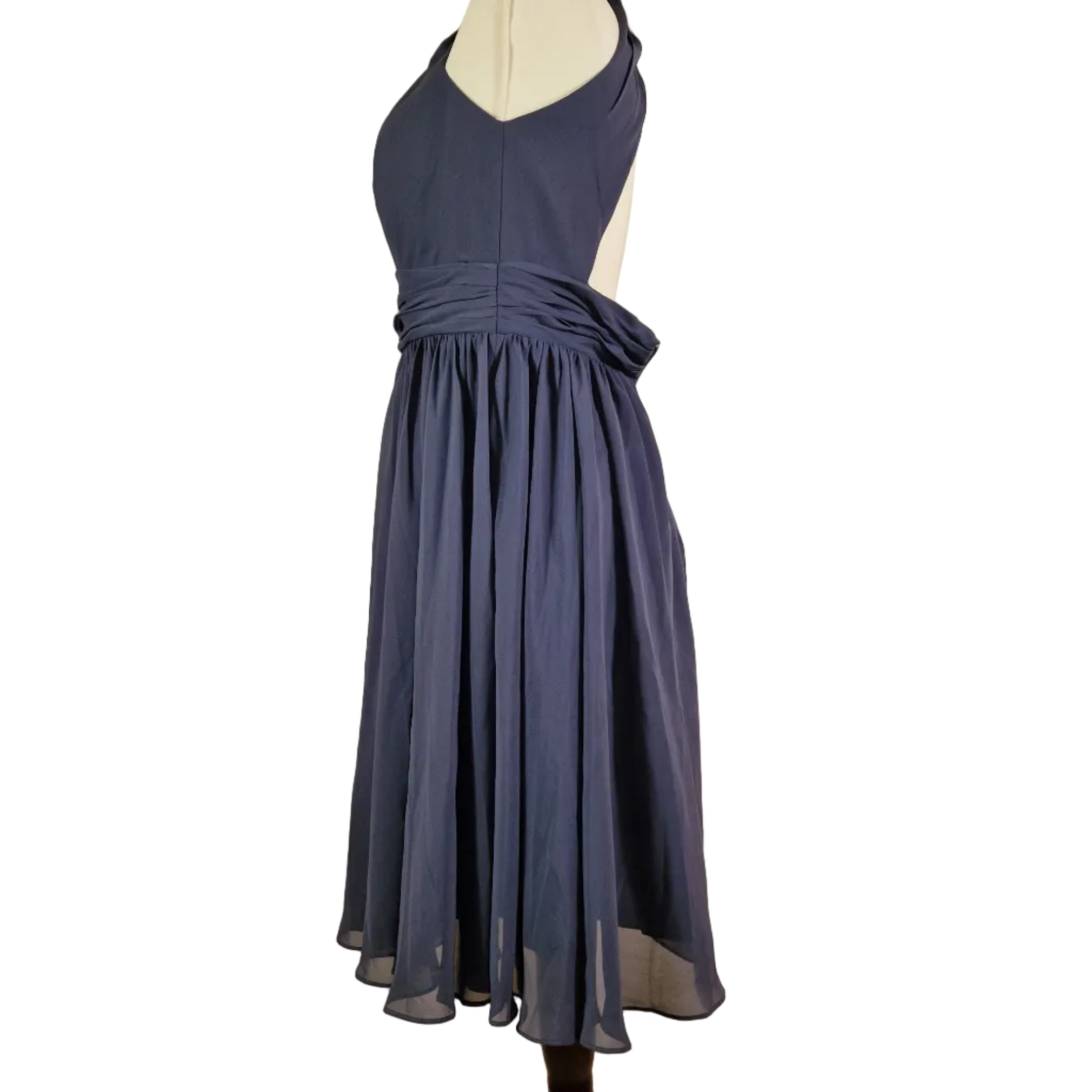 JJS House Blue Halter Occasion Dress UK 10 To 12 Polyester