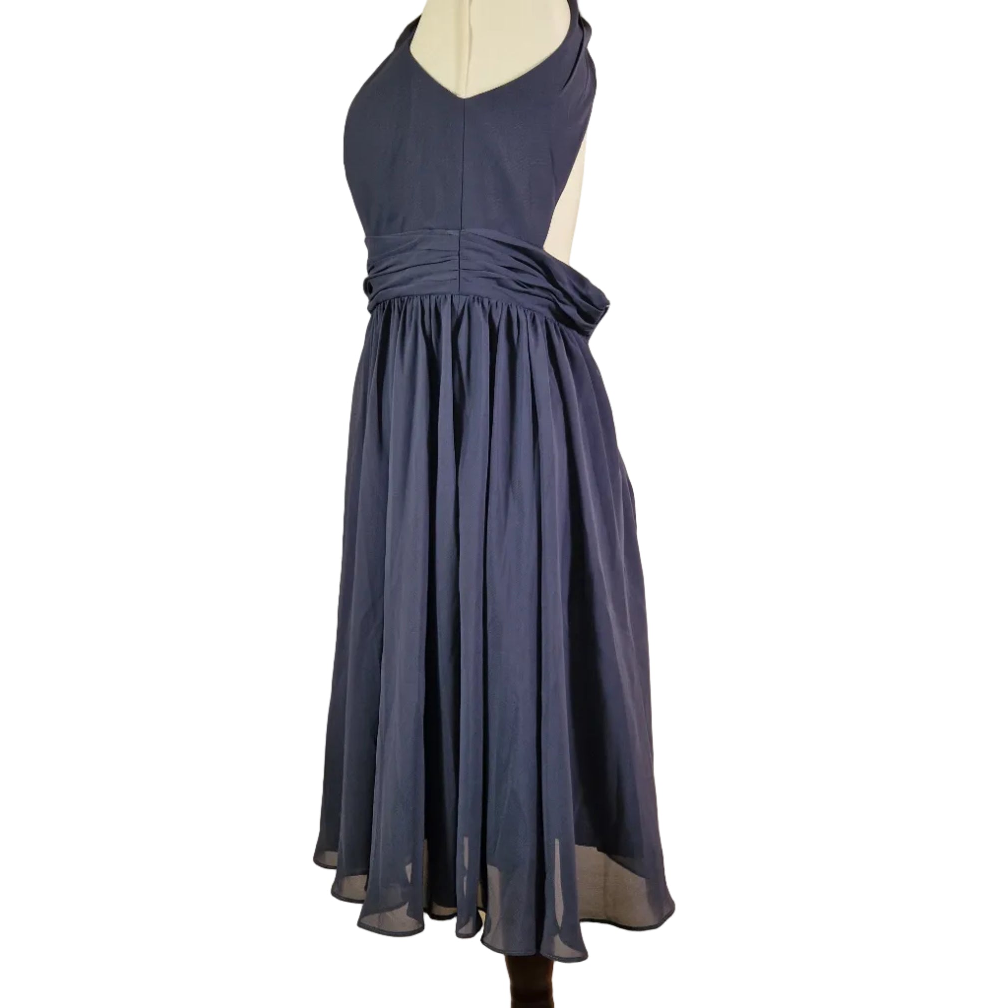 JJS House Blue Halter Occasion Dress UK 10 To 12 Polyester