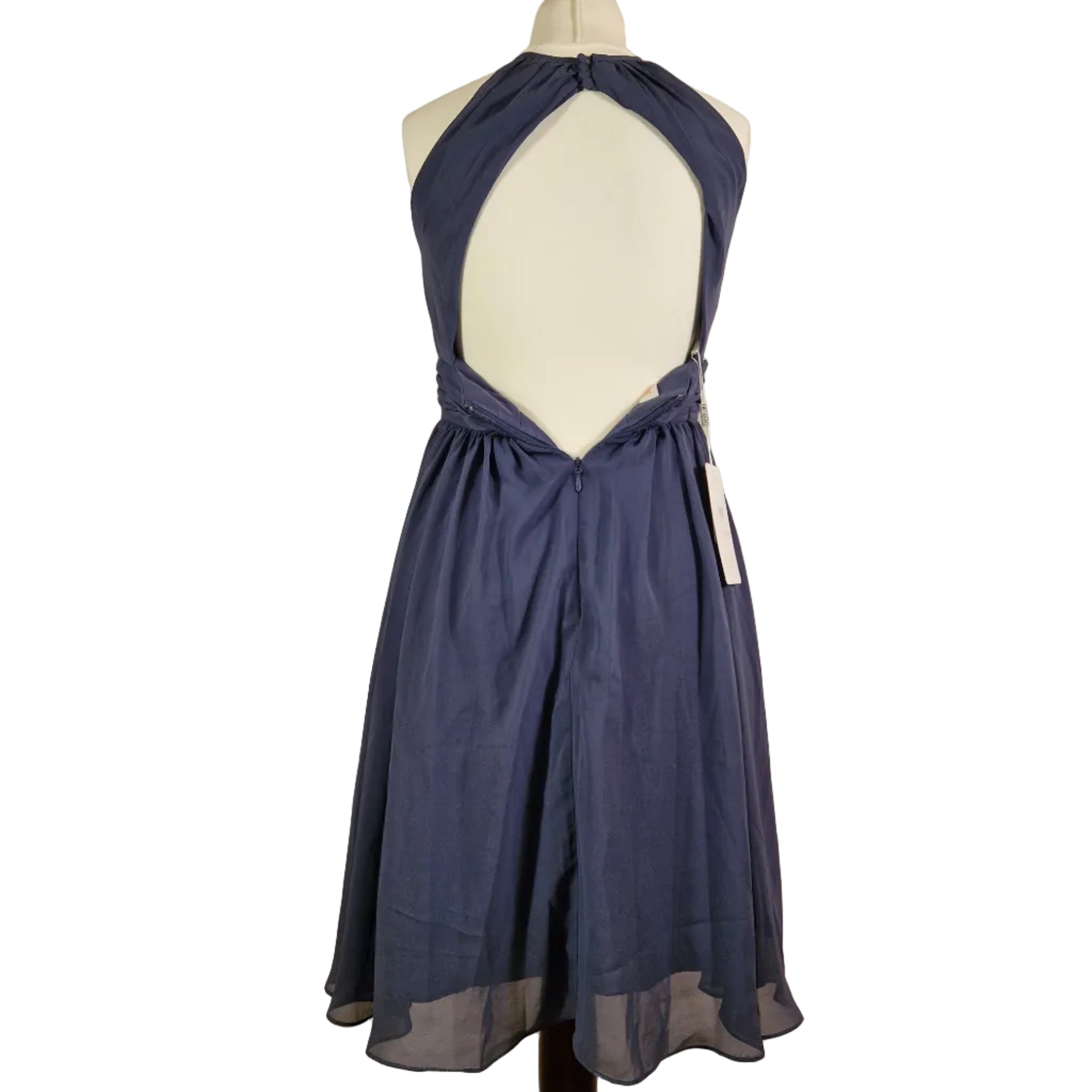 JJS House Blue Halter Occasion Dress UK 10 To 12 Polyester