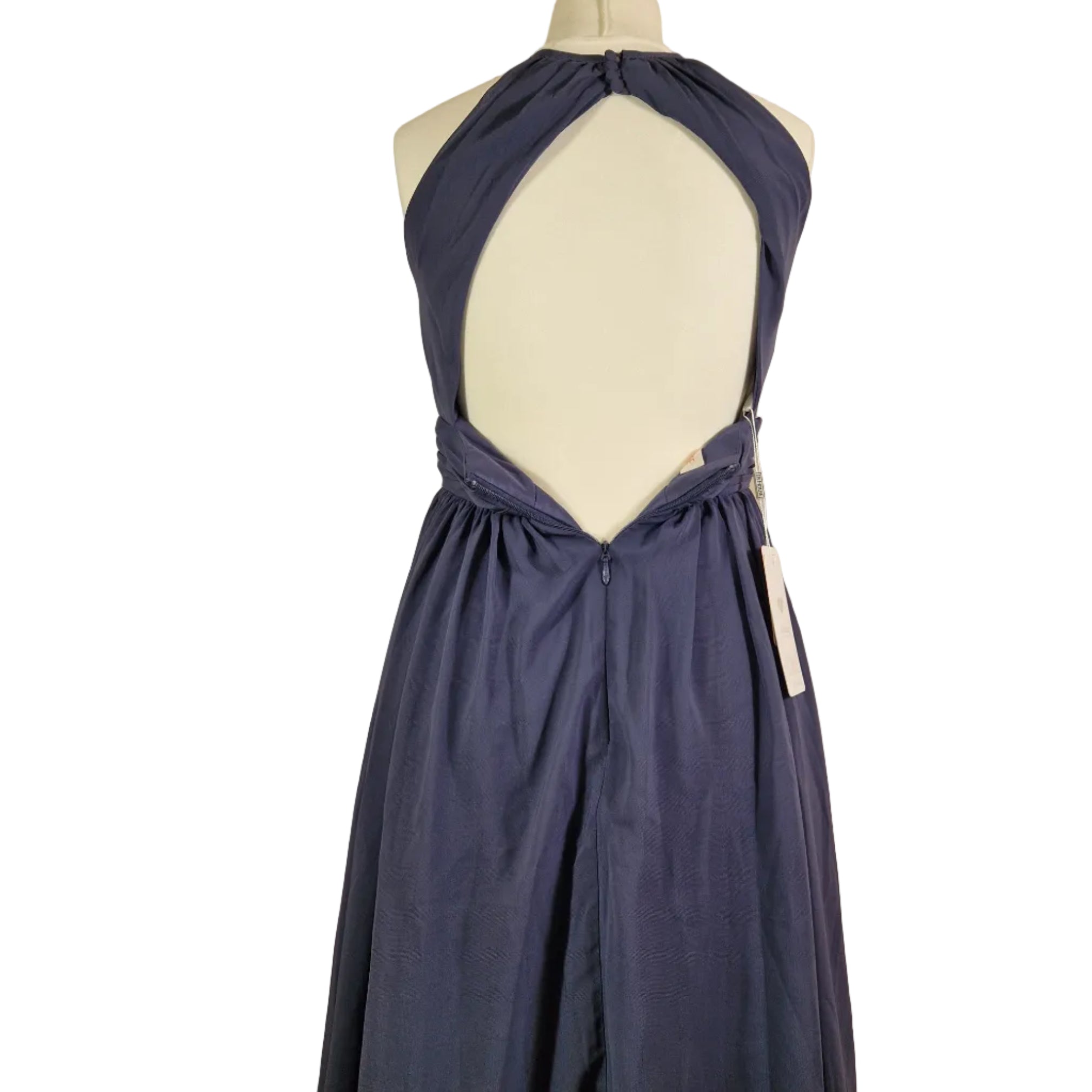 JJS House Blue Halter Occasion Dress UK 10 To 12 Polyester