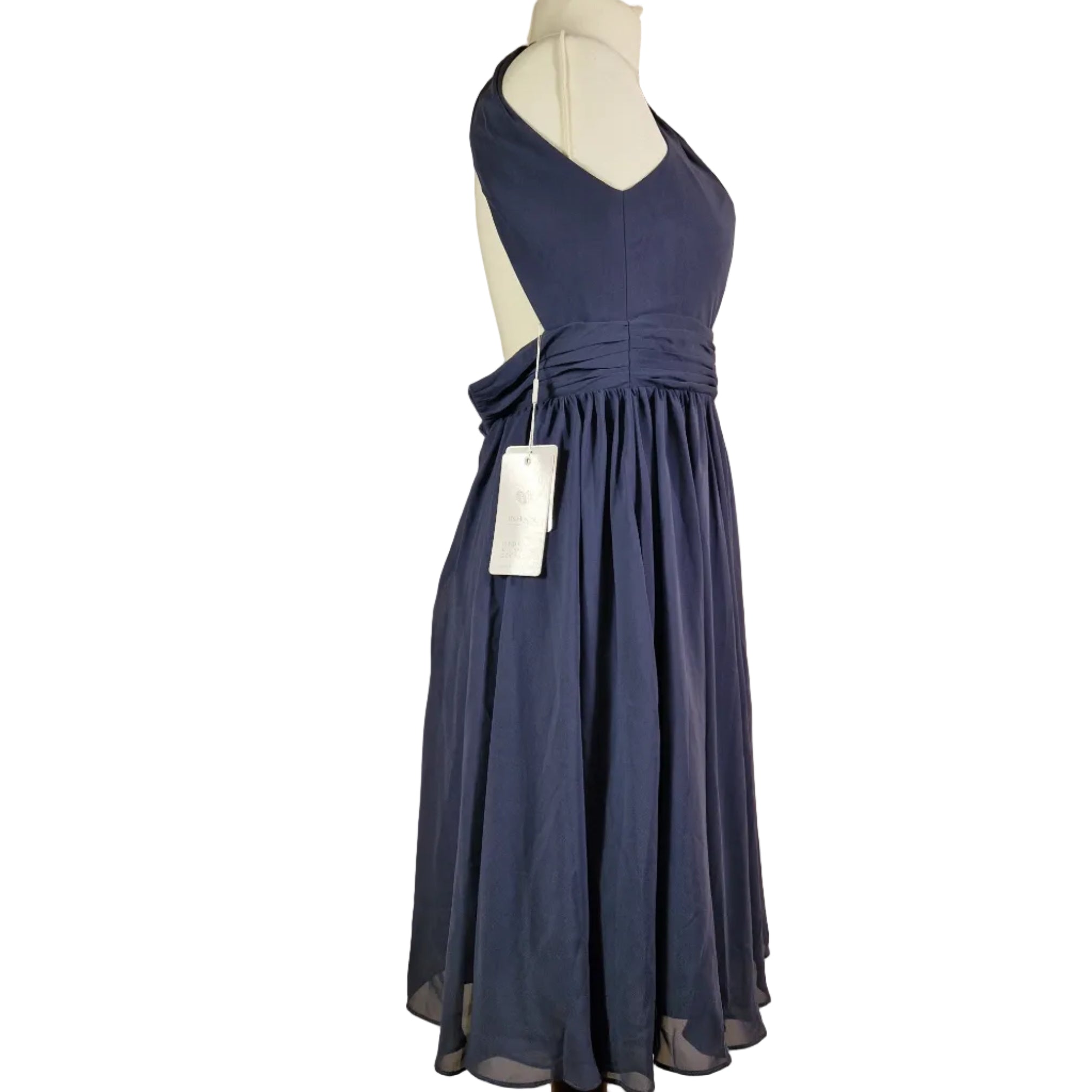 JJS House Blue Halter Occasion Dress UK 10 To 12 Polyester