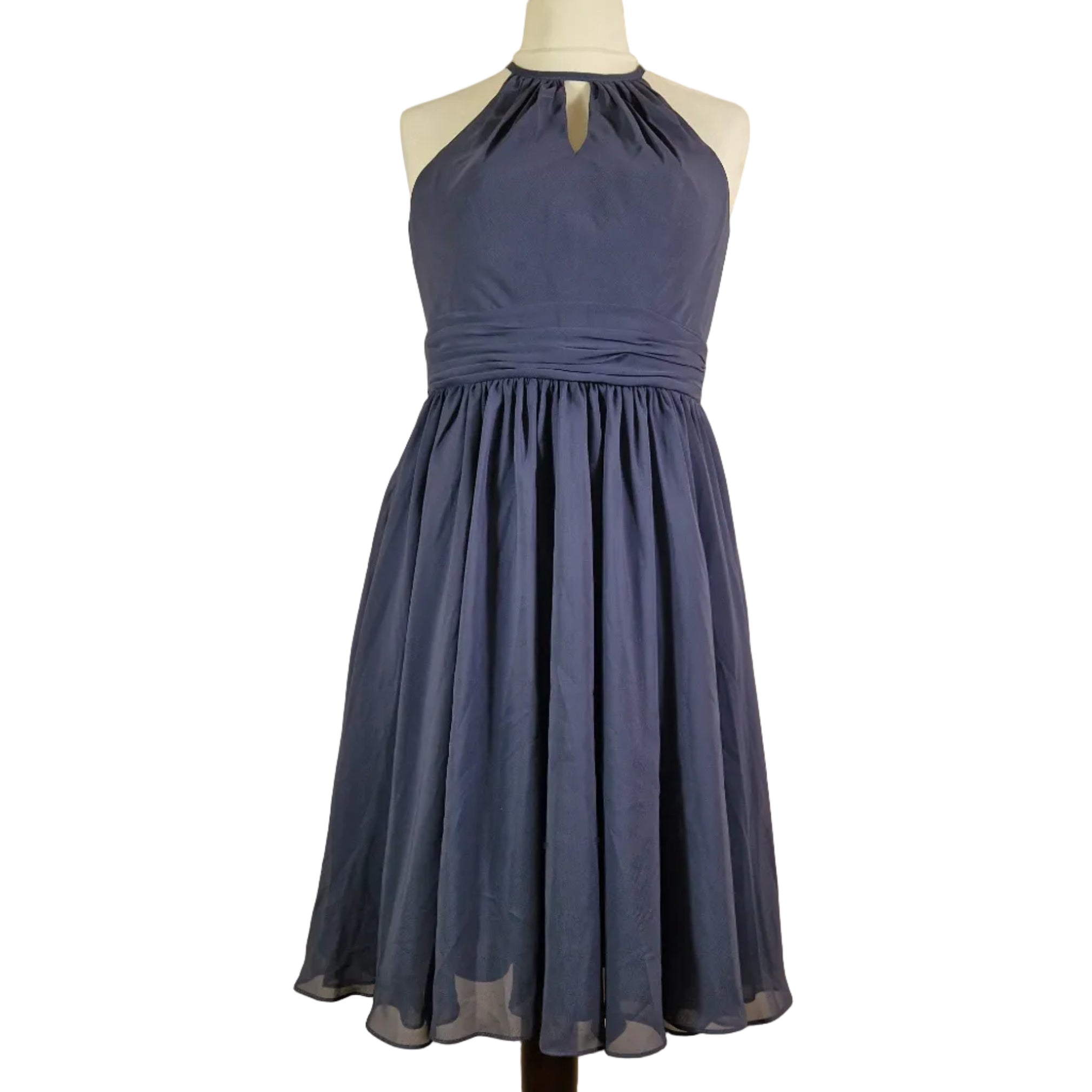 JJS House Blue Halter Occasion Dress UK 10 To 12 Polyester