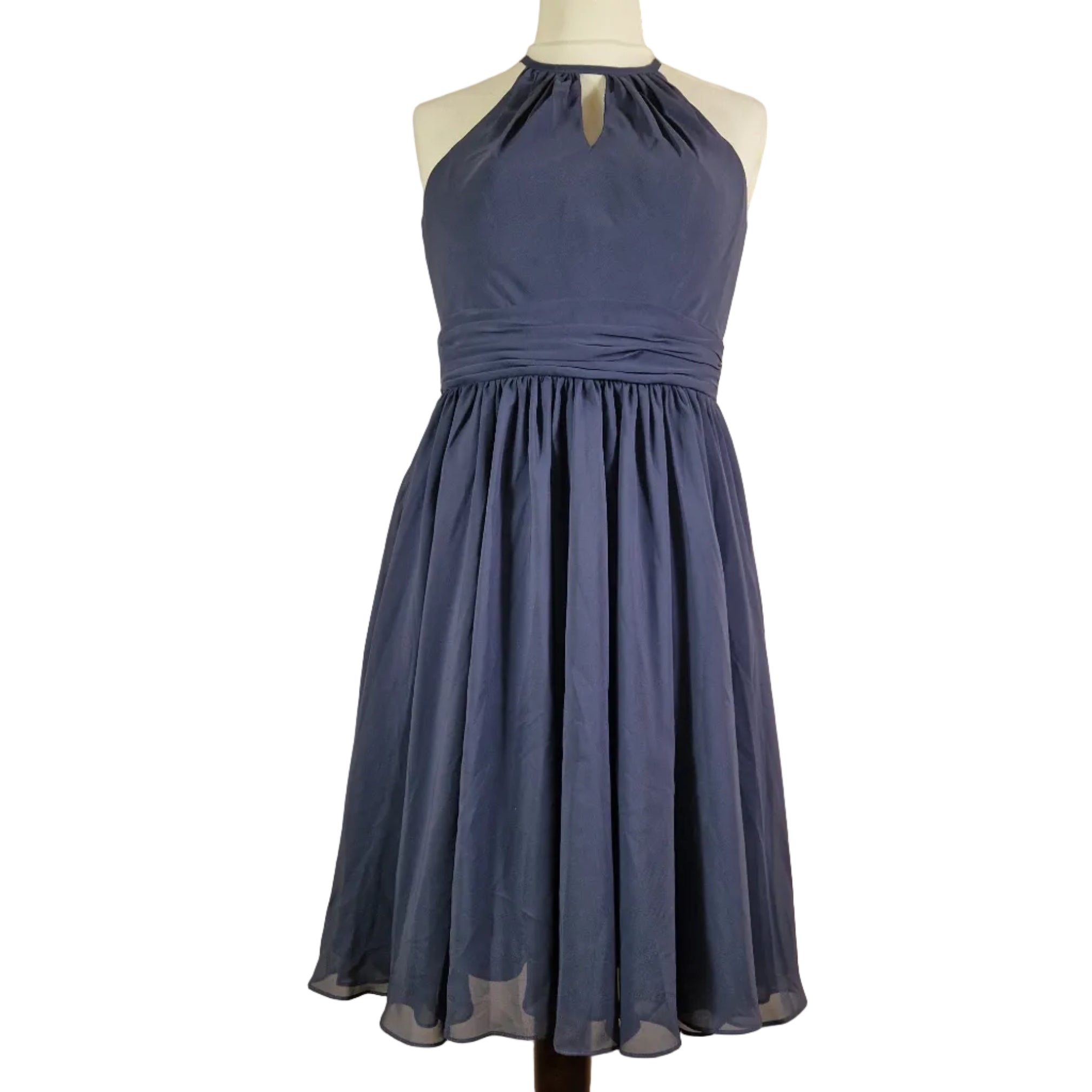 JJS House Blue Halter Occasion Dress UK 10 To 12 Polyester