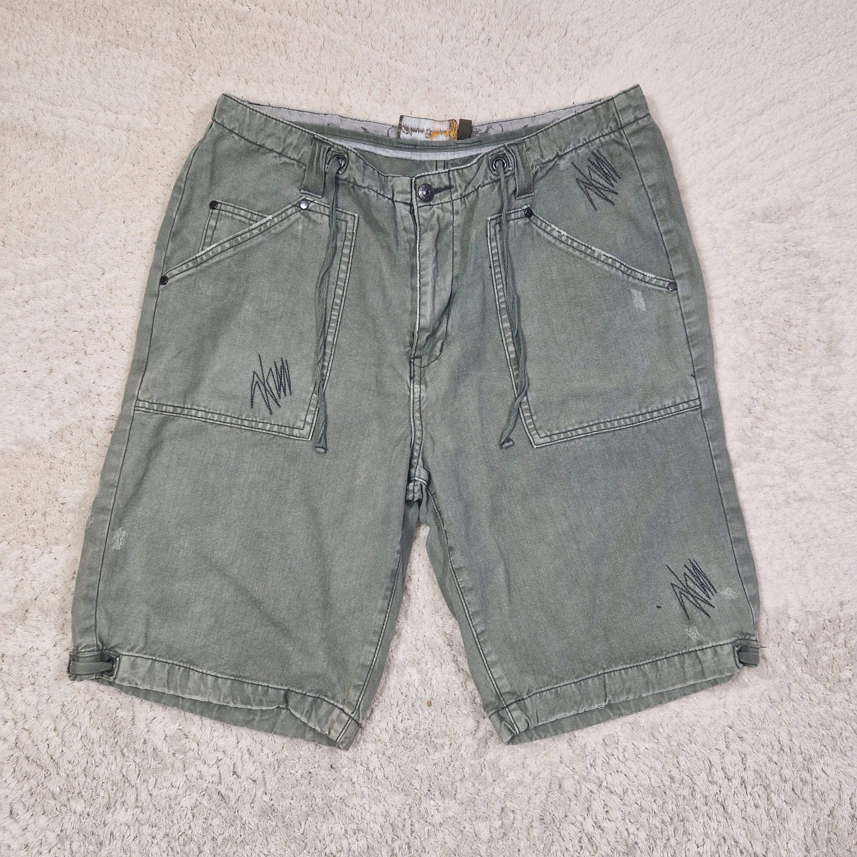 Simon Clark Men's Cargo Shorts Relaxed Fit Cotton Green UK L