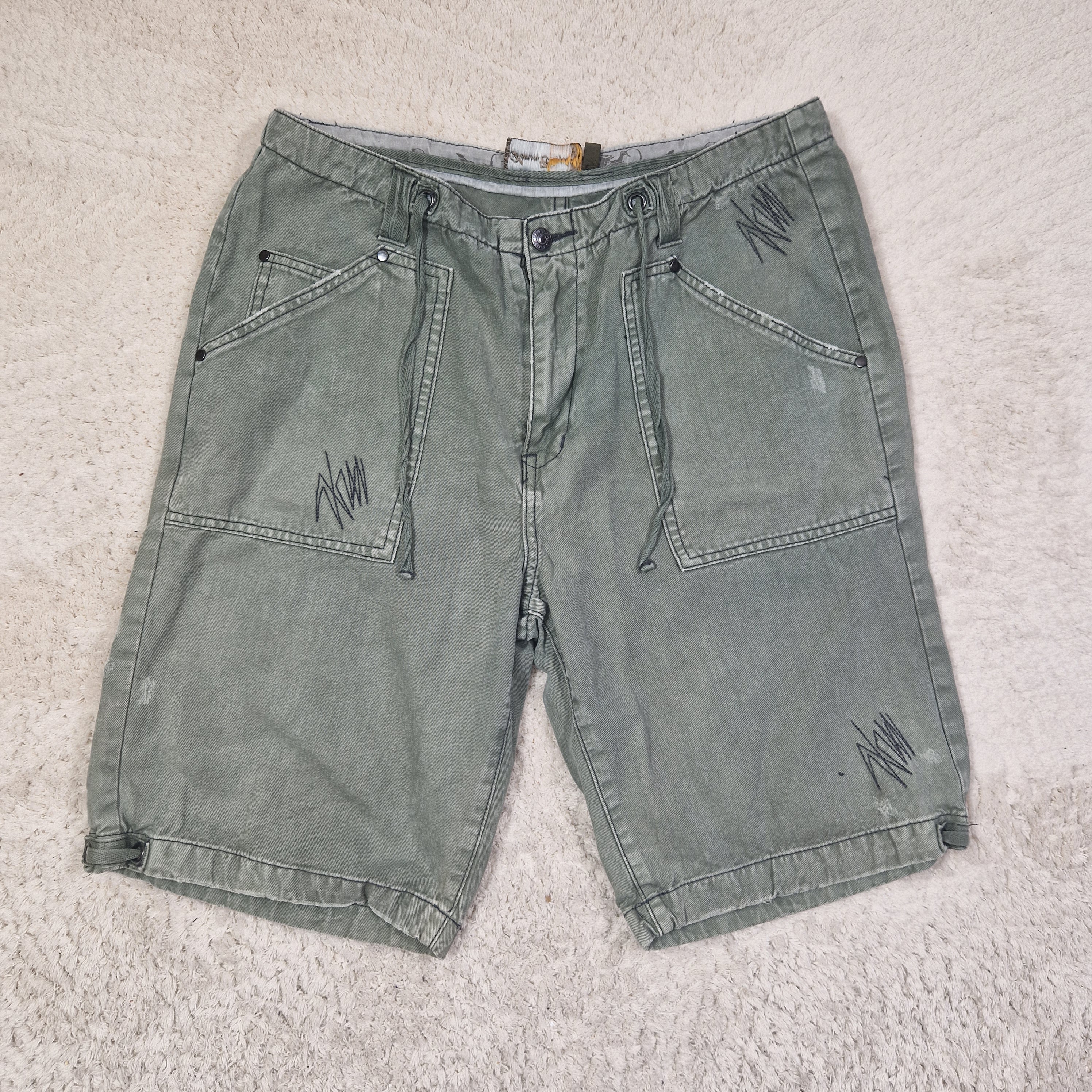 Simon Clark Men's Cargo Shorts Relaxed Fit Cotton Green UK L