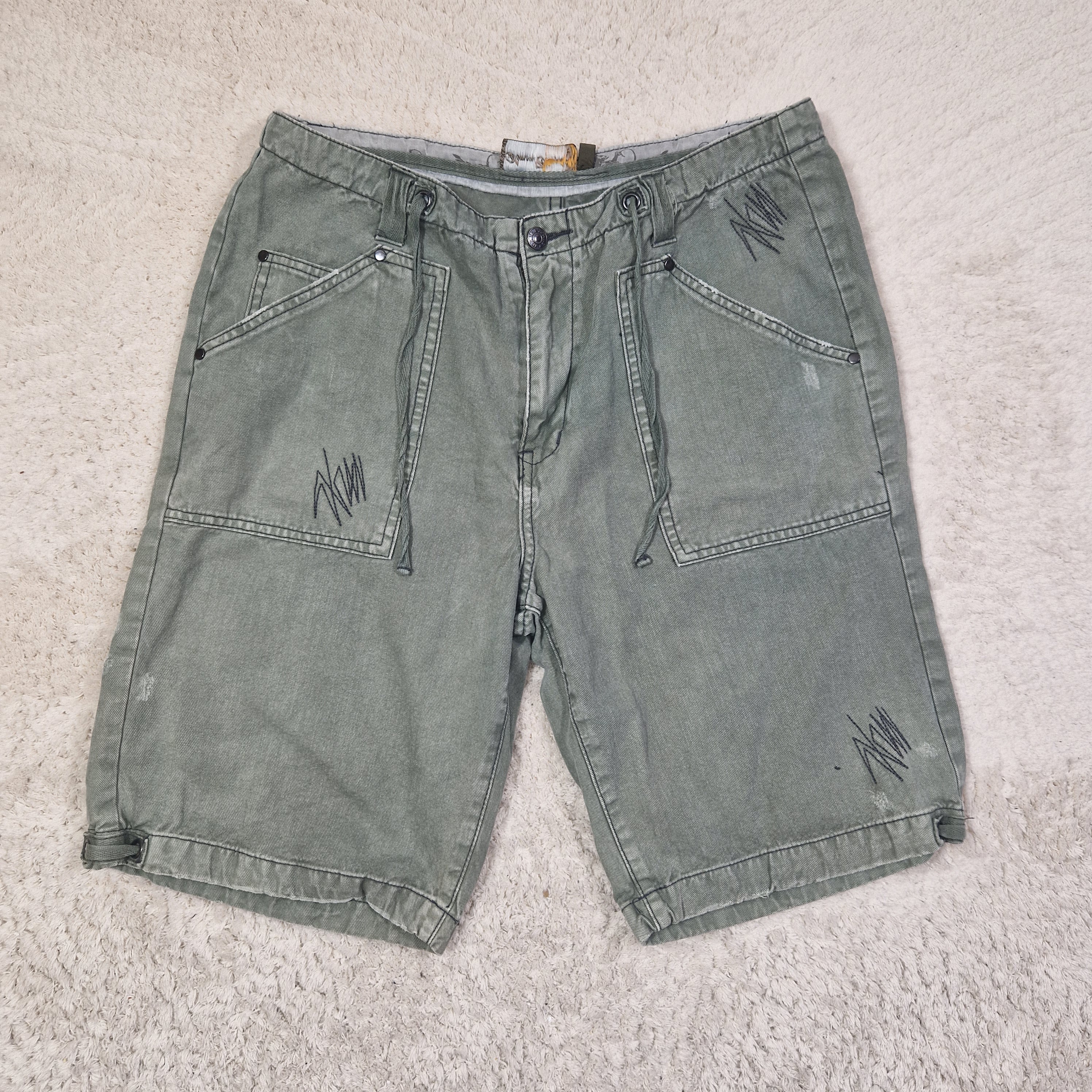 Simon Clark Men's Cargo Shorts Relaxed Fit Cotton Green UK L