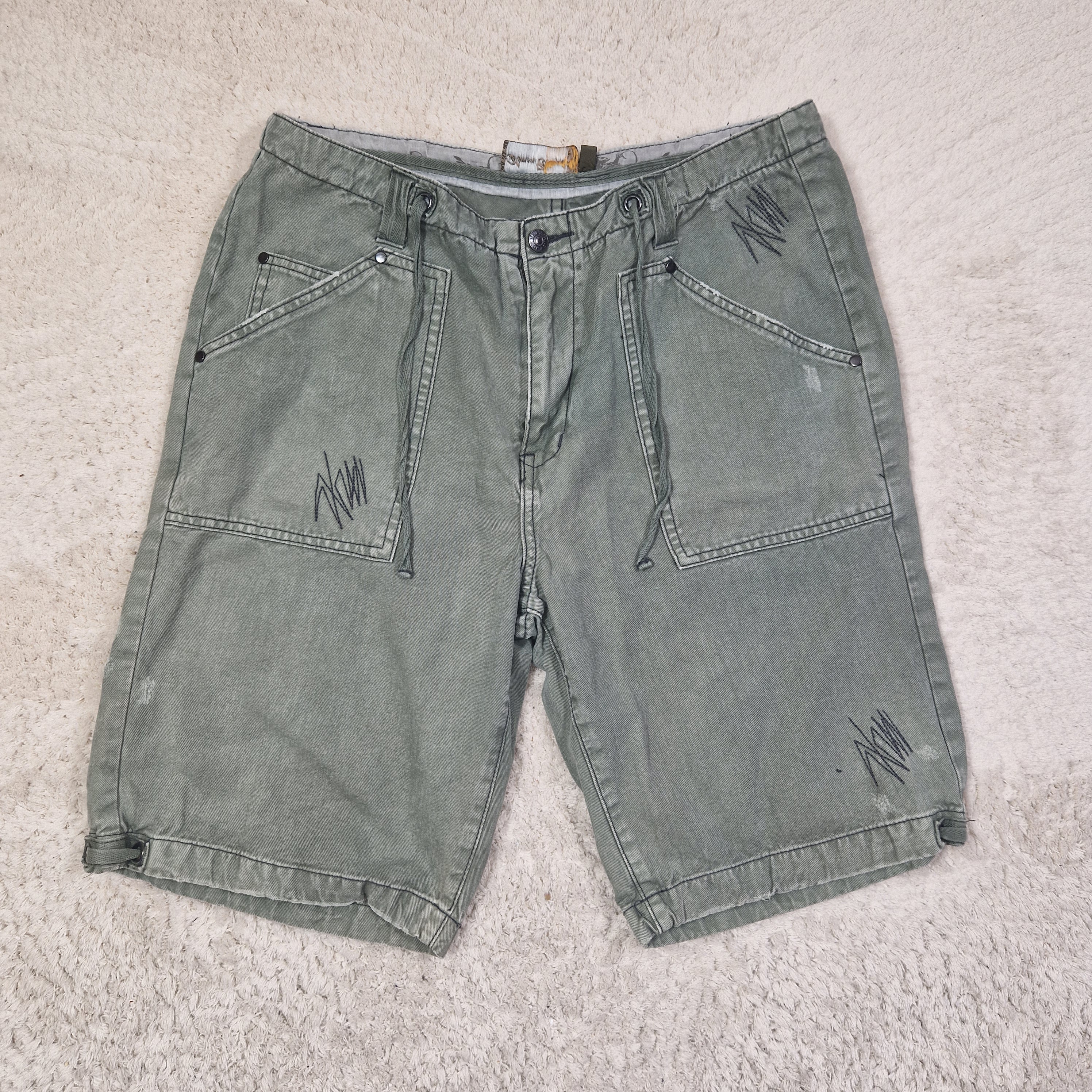 Simon Clark Men's Cargo Shorts Relaxed Fit Cotton Green UK L