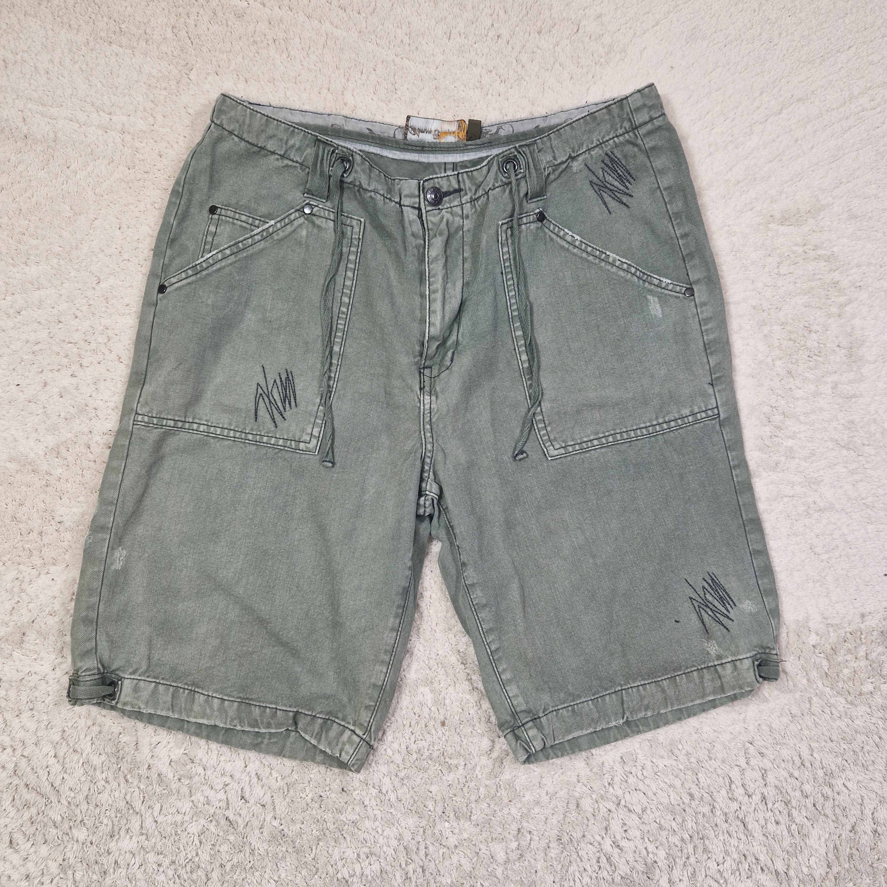 Simon Clark Men's Cargo Shorts Relaxed Fit Cotton Green UK L