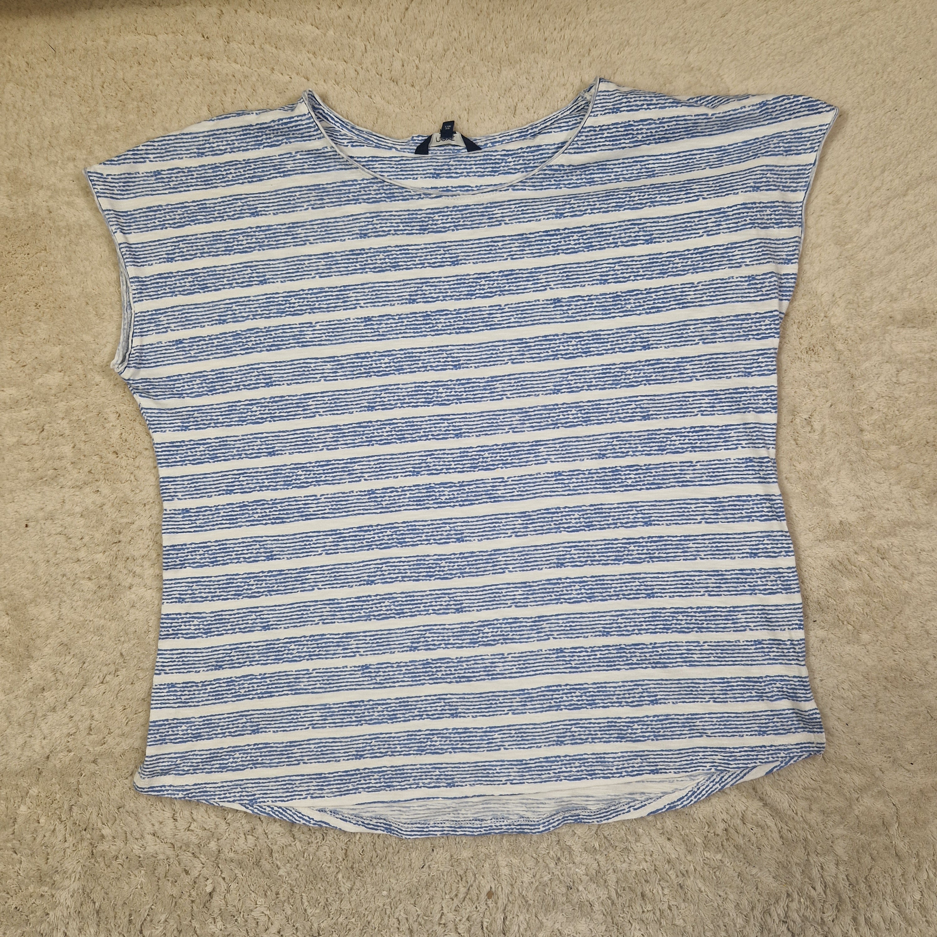 Next Women's Sleeveless T Shirt Striped Blue White Casual UK 10