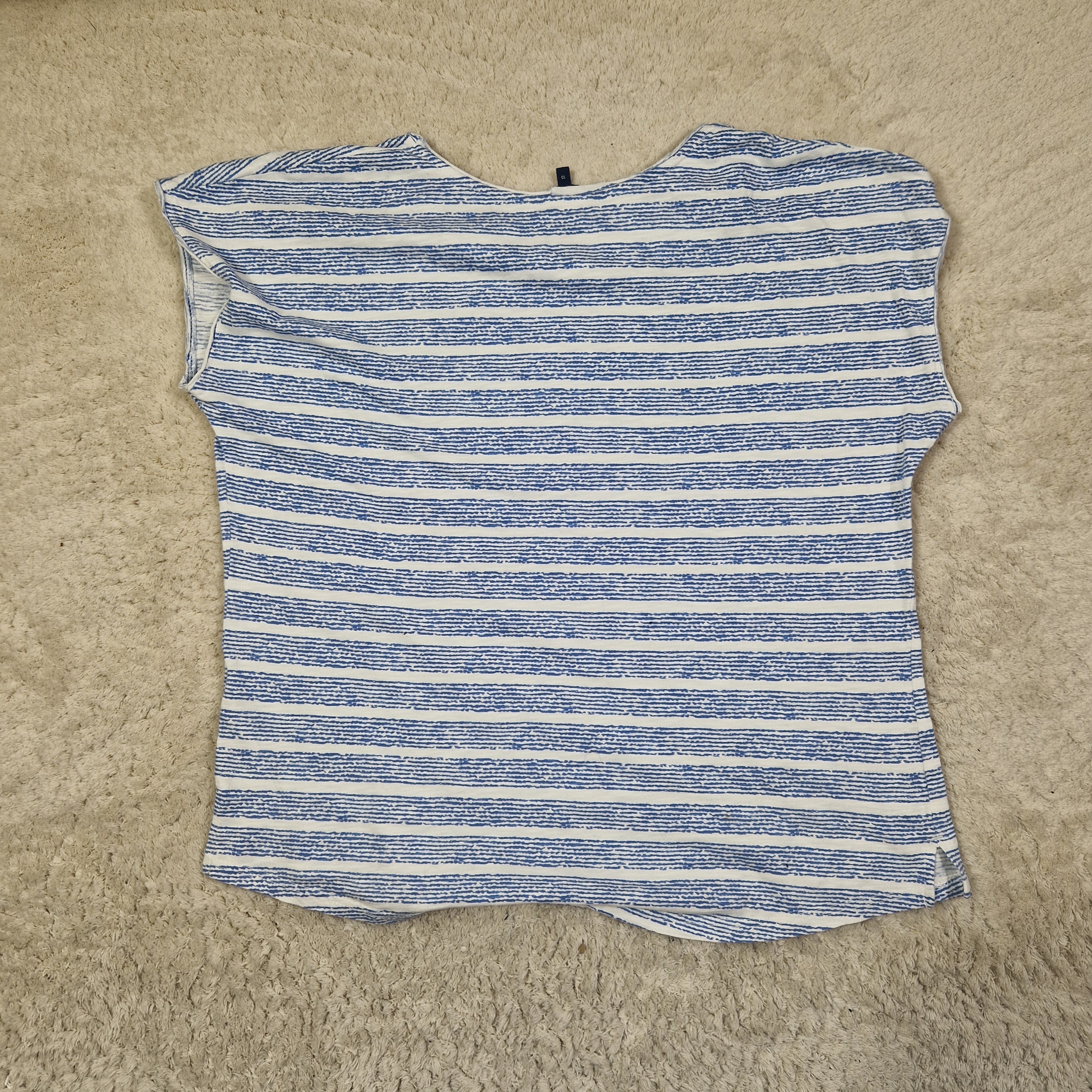 Next Women's Sleeveless T Shirt Striped Blue White Casual UK 10