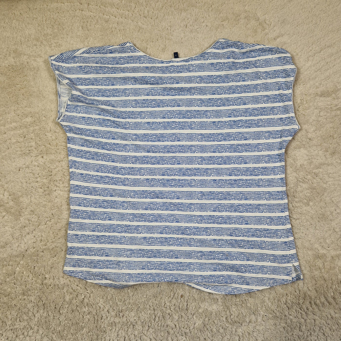 Next Womens Blue White Striped Sleeveless T-Shirt UK 10 — Preloved