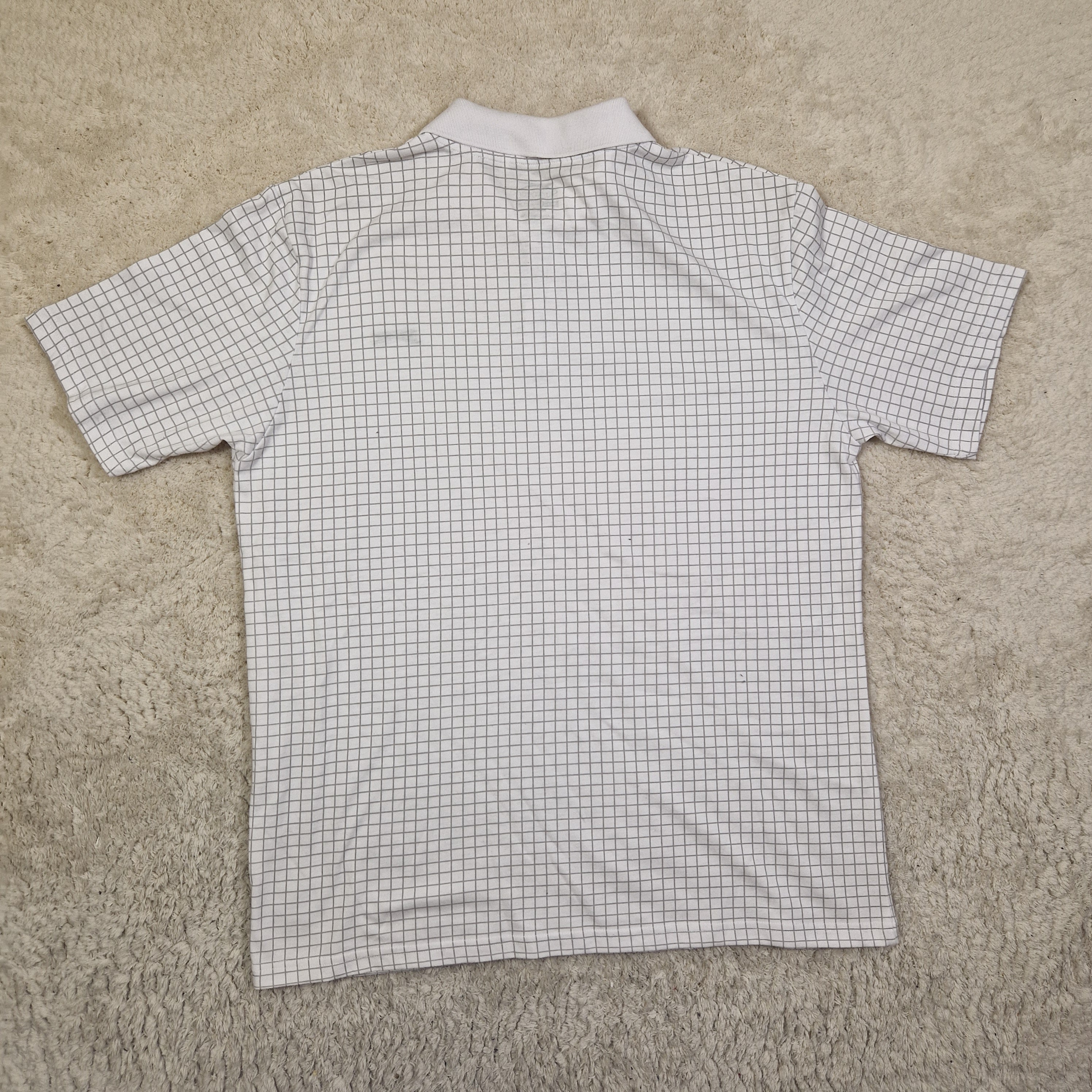 Slazenger Mens Polo Shirt Collared Grid Check Logo White UK XL