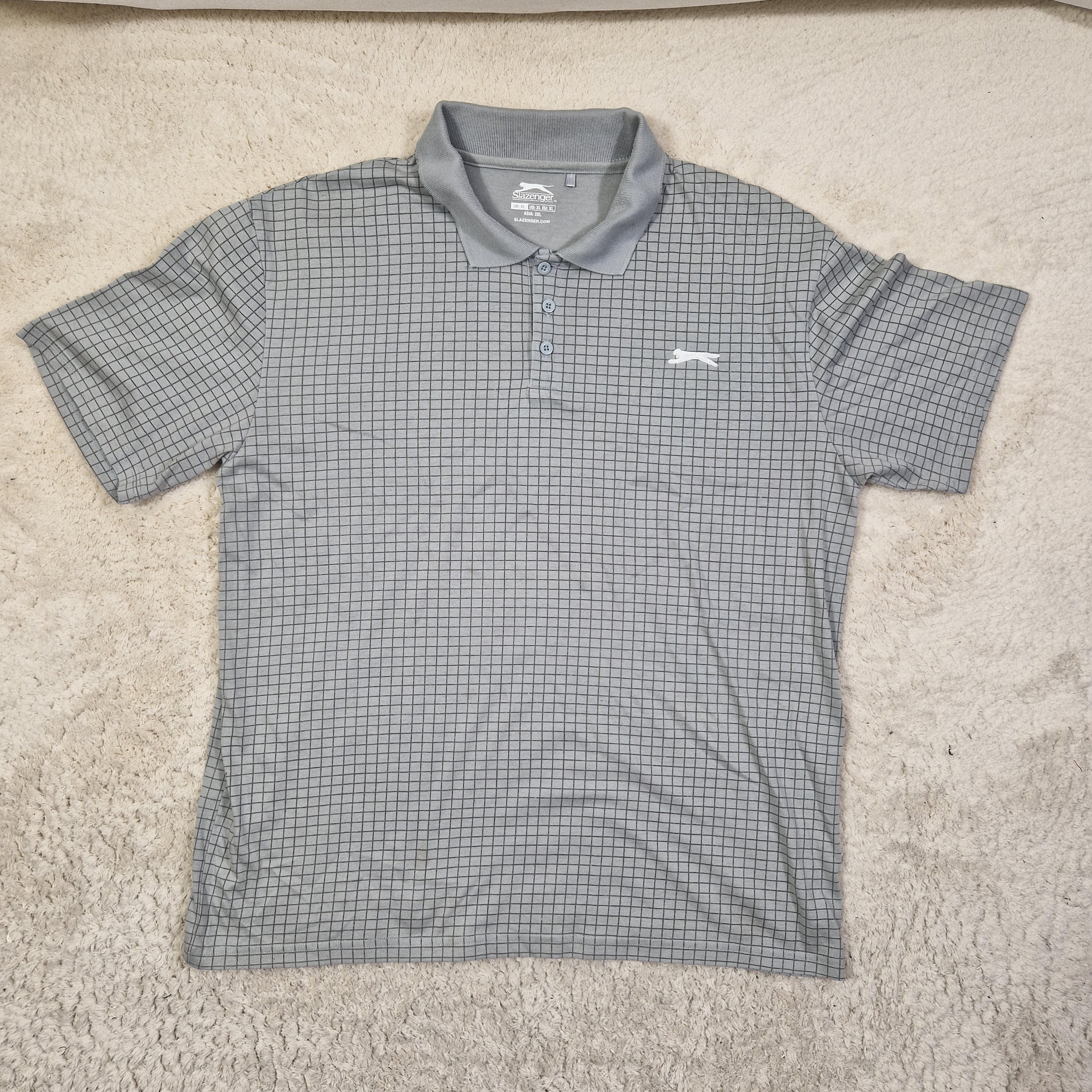Slazenger Mens Polo Shirt Cotton Jersey Crew Neck Grey UK XL