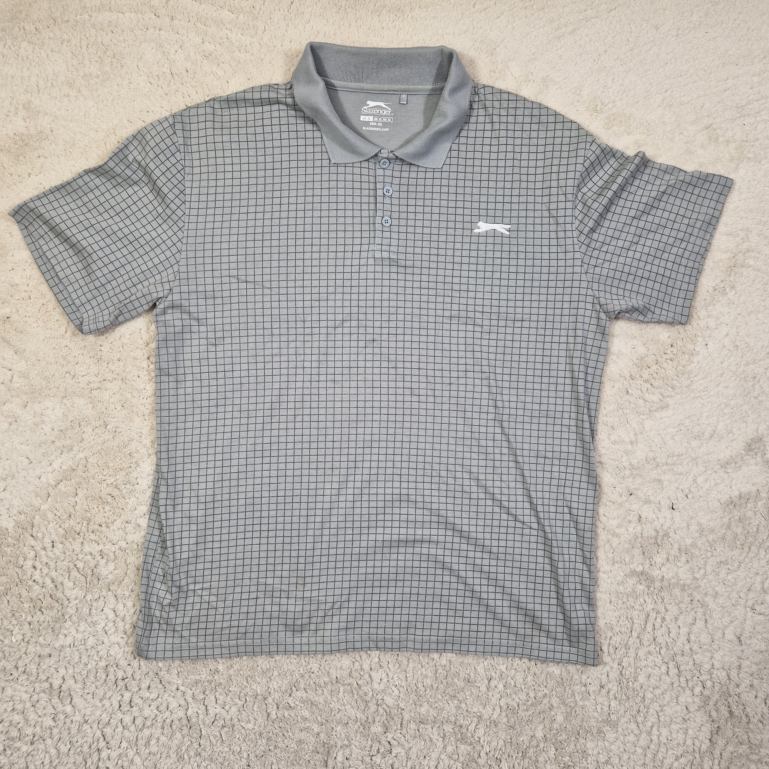 Slazenger Mens Polo Shirt Cotton Jersey Crew Neck Grey UK XL