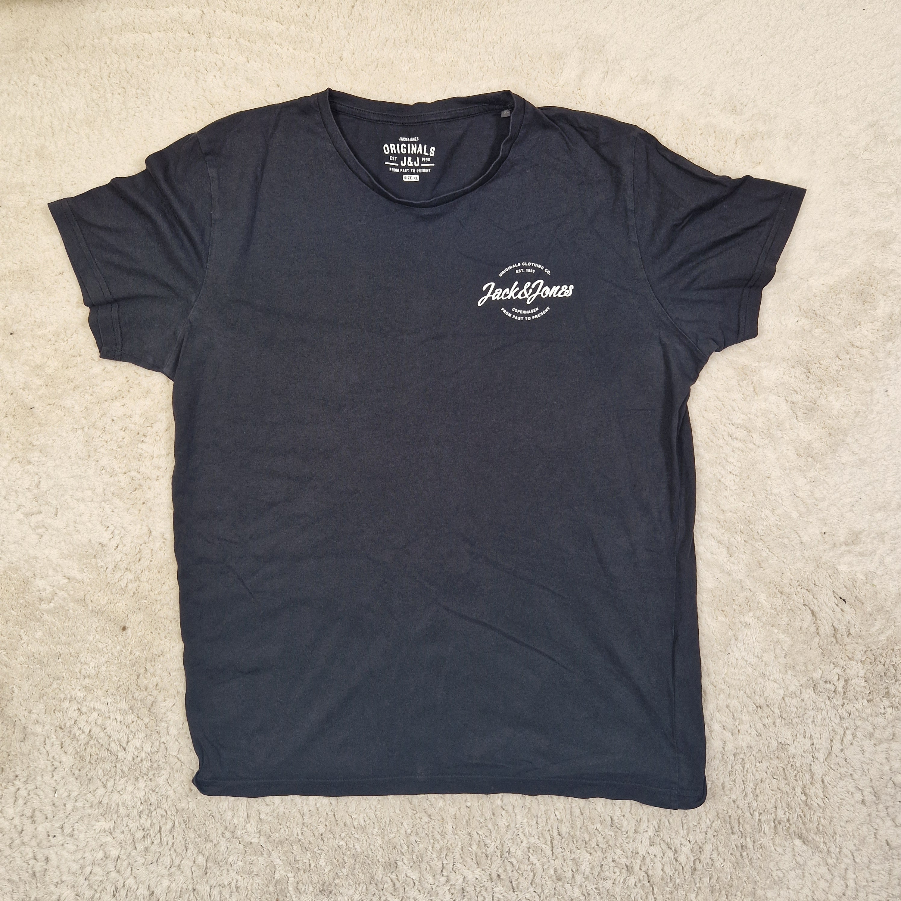 Jack & Jones Mens T Shirt Logo Cotton Jersey Regular Fit Black UK XL
