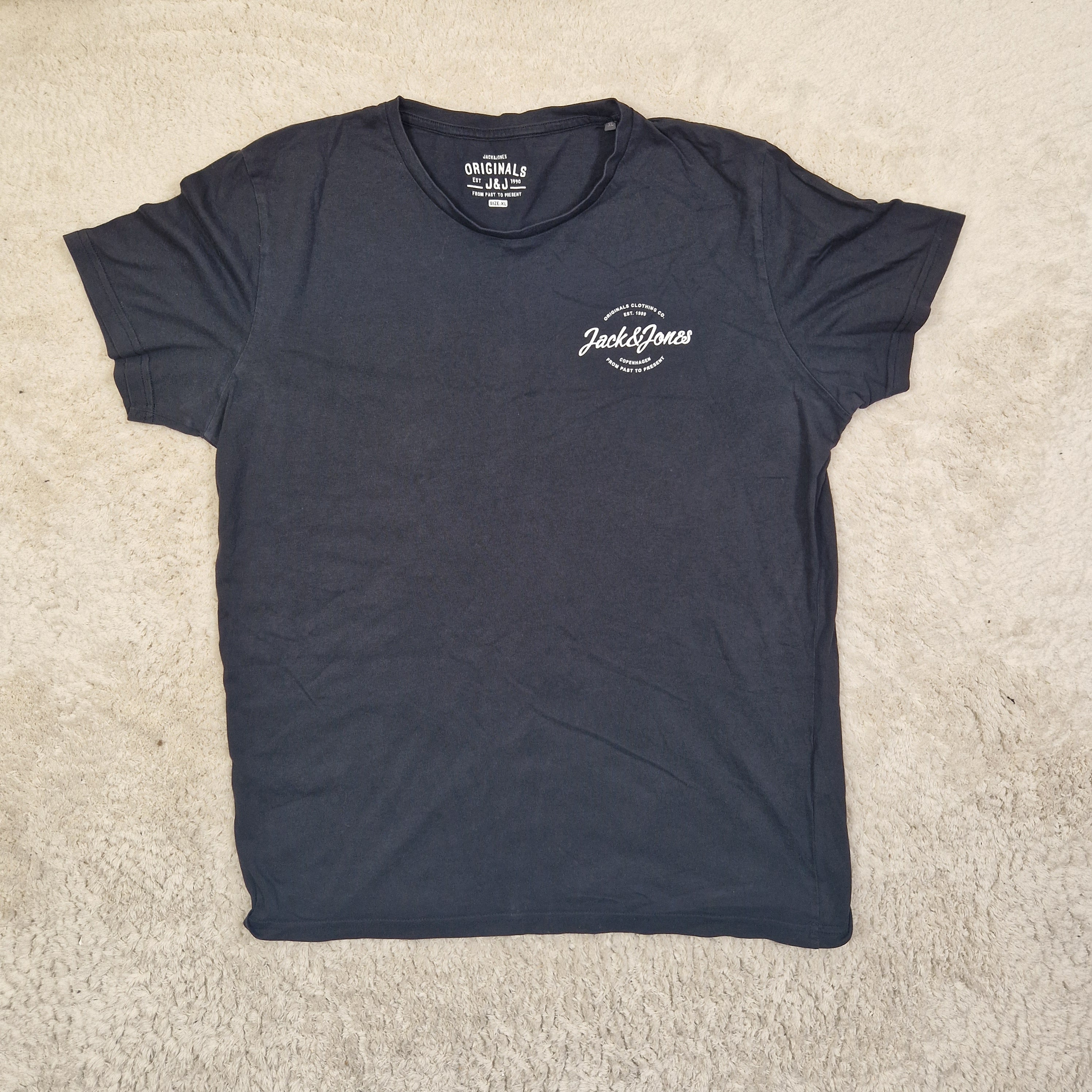 Jack & Jones Mens T Shirt Logo Cotton Jersey Regular Fit Black UK XL