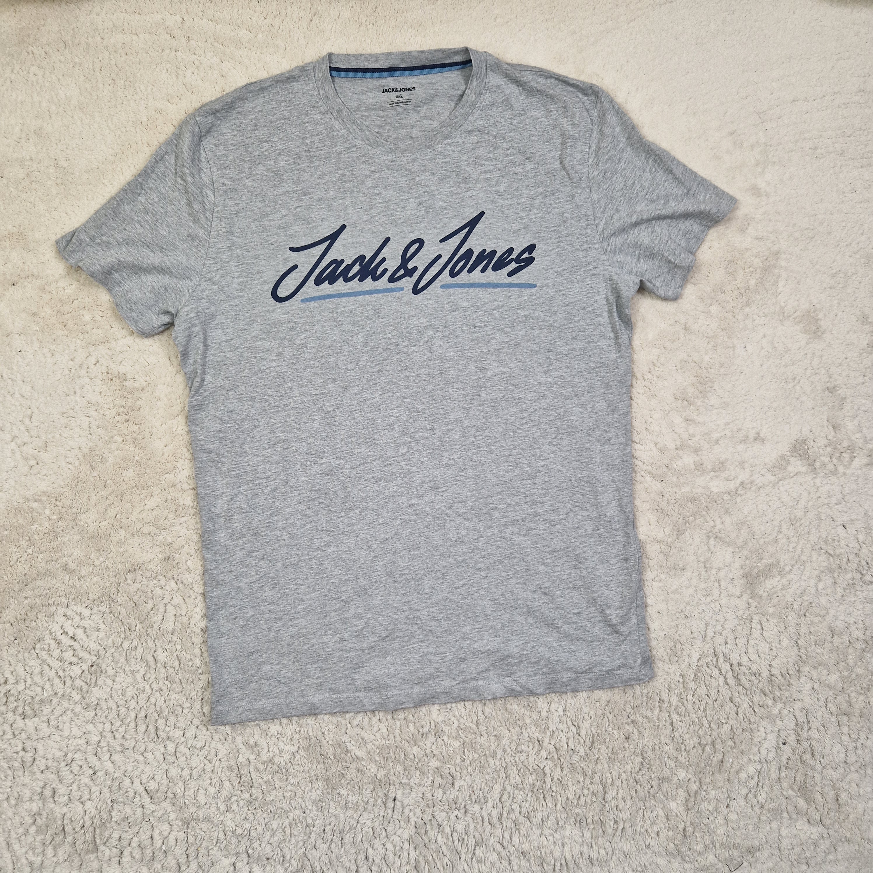 Jack & Jones Men's T-Shirt Logo Cotton Jersey Grey UK XL