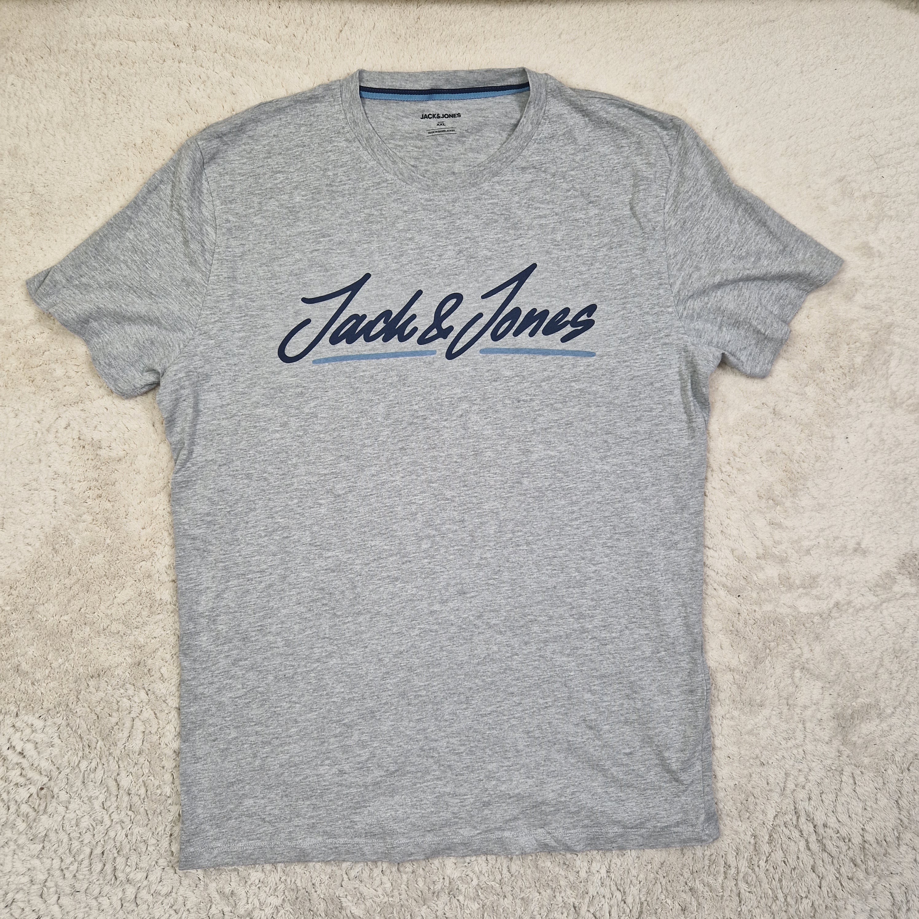 Jack & Jones Men's T-Shirt Logo Cotton Jersey Grey UK XL