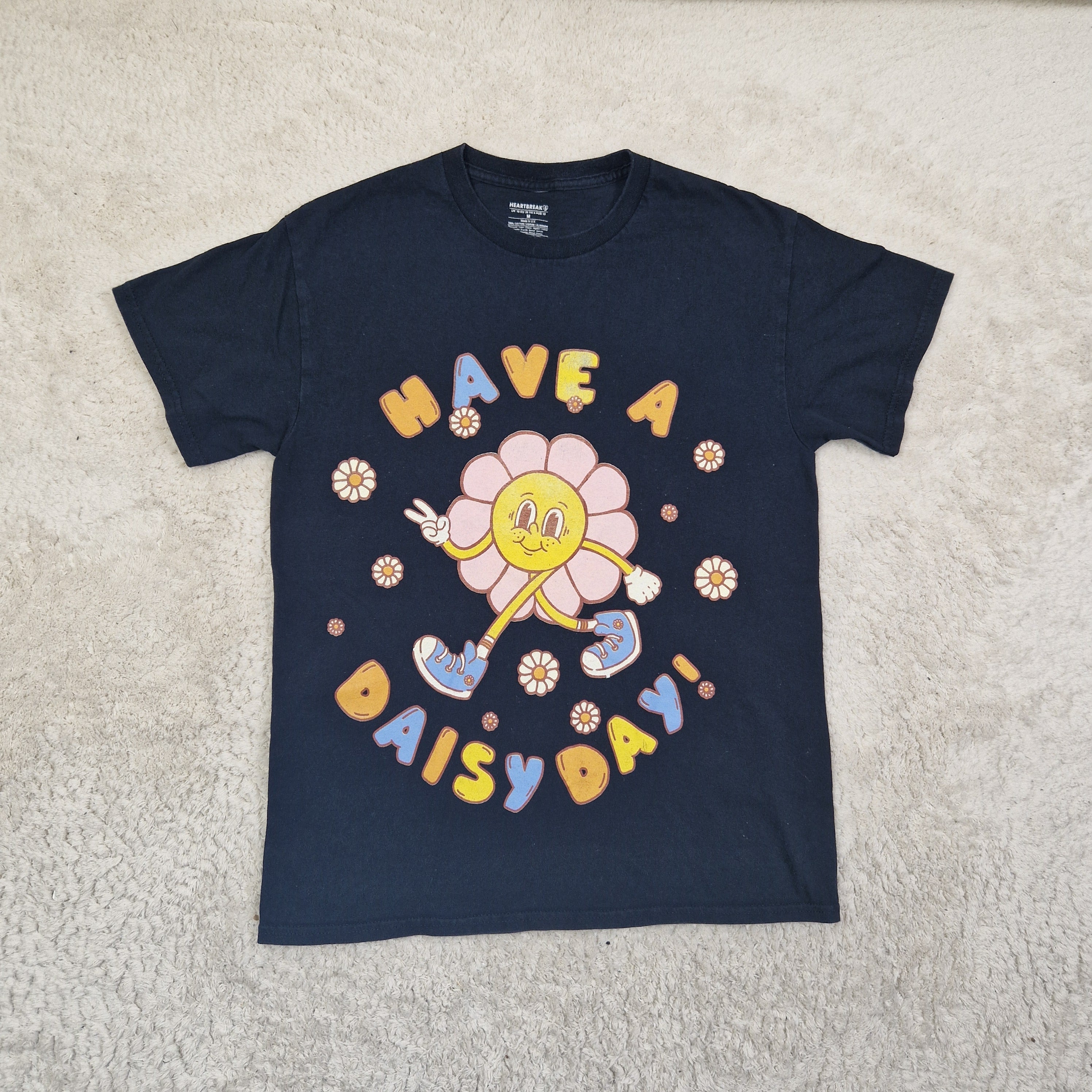 Unbranded Women Graphic T-Shirt Cotton Jersey Heartbreak Blue UK M
