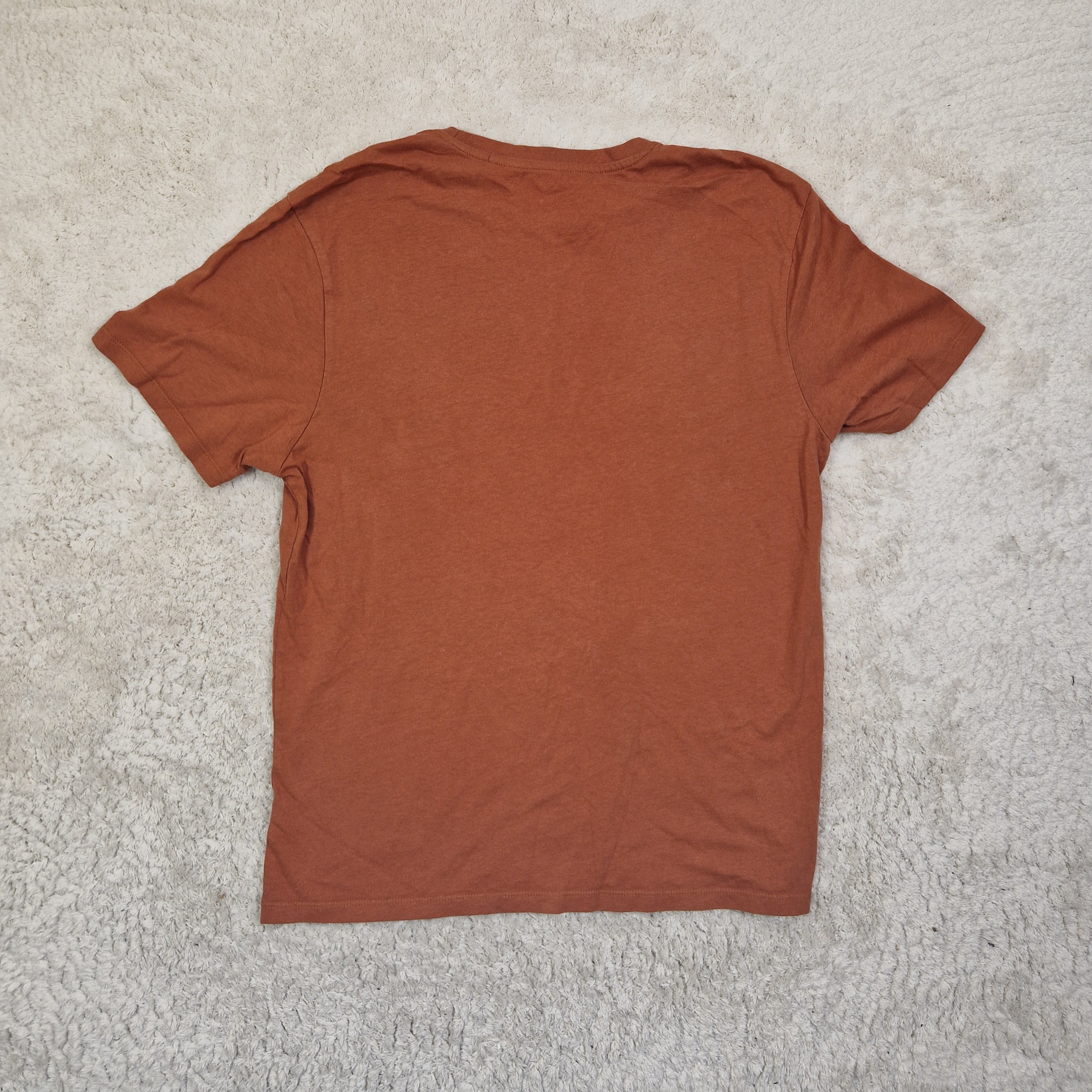 Brown t-shirt on a beige carpet