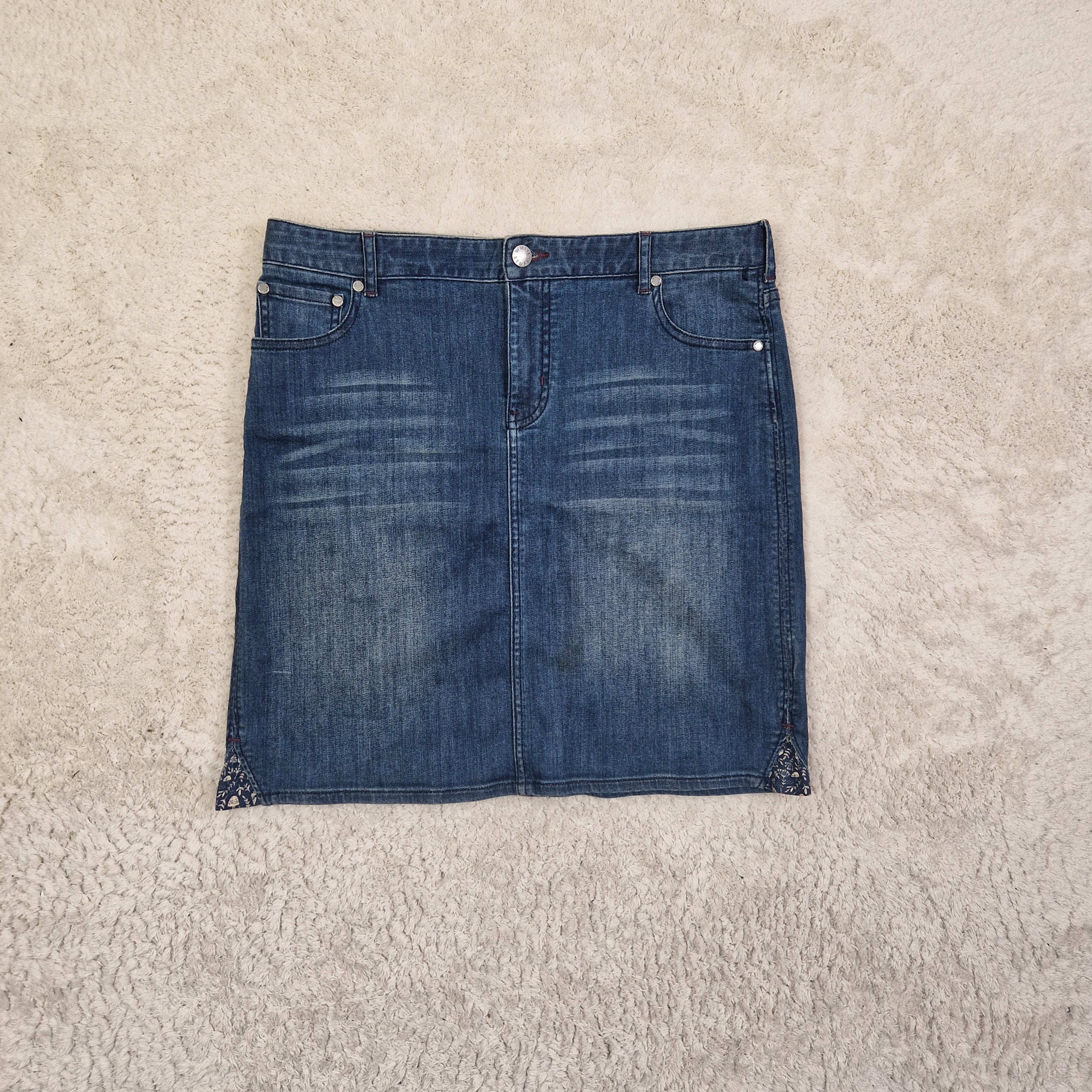 White Stuff Womens Denim Mini Skirt Mid Rise Dark Blue UK 12