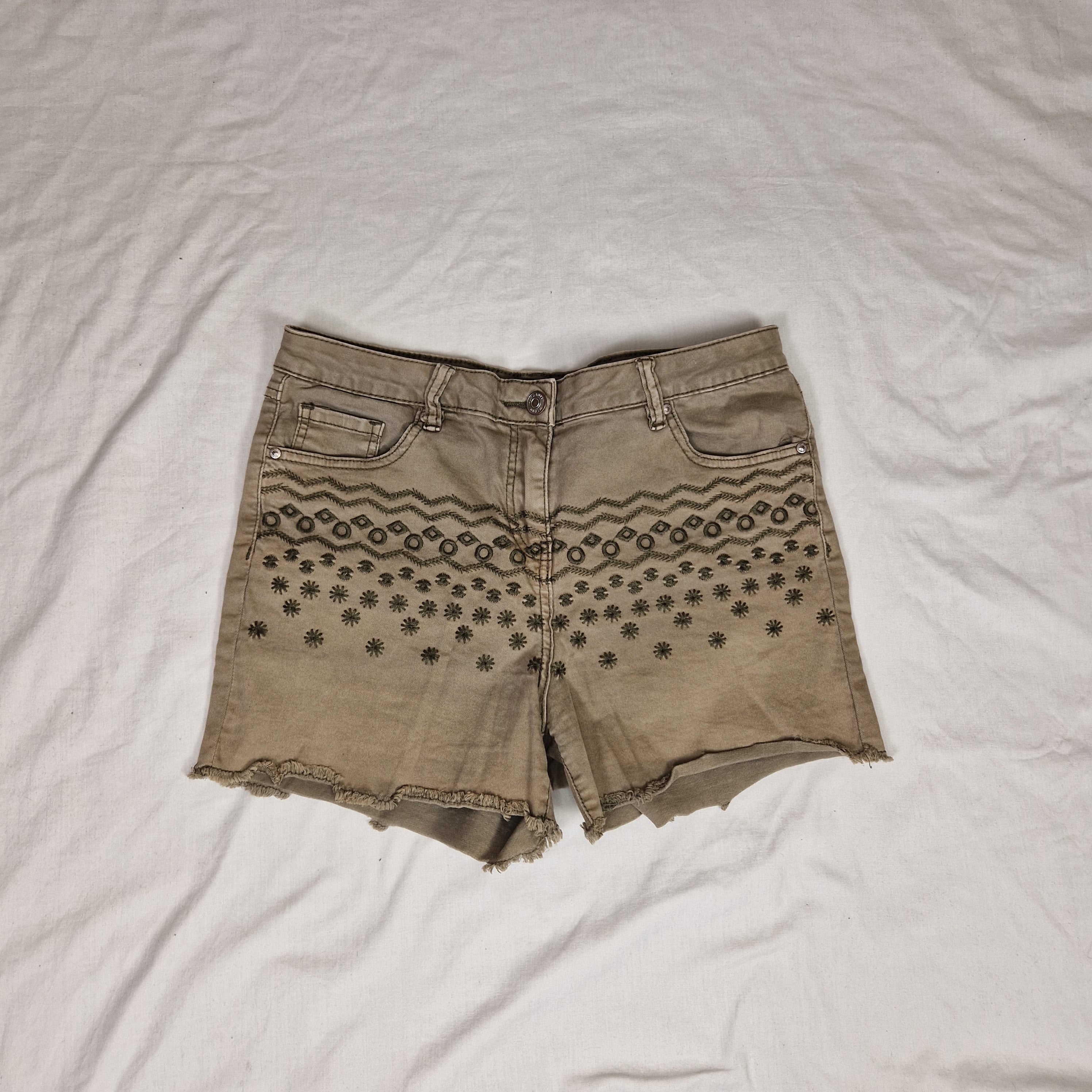 Unbranded Womens Brown Denim Shorts UK 12 W30 Cotton — Preloved